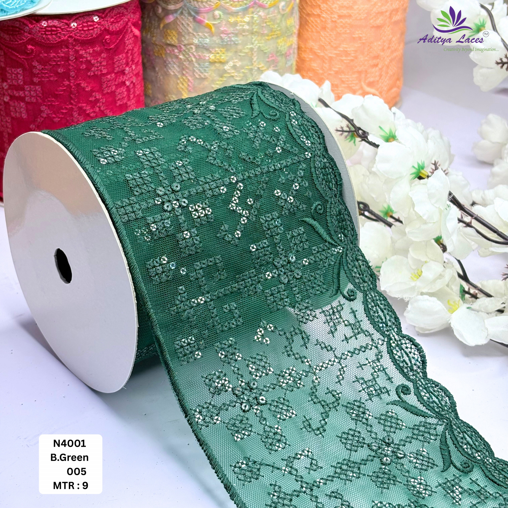 Fancy Embroidered Net Lace Border for Saree Bridal Wear