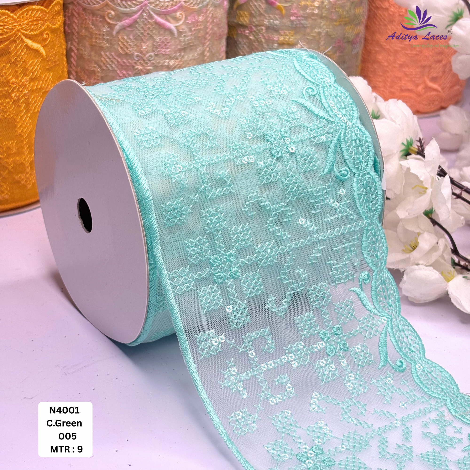 Fancy Embroidered Net Lace Border for Saree Bridal Wear