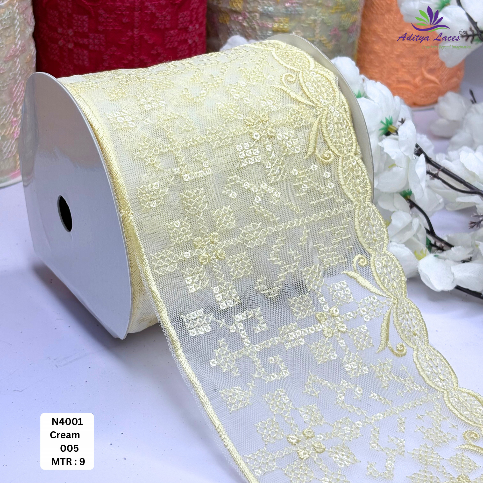 Fancy Embroidered Net Lace Border for Saree Bridal Wear