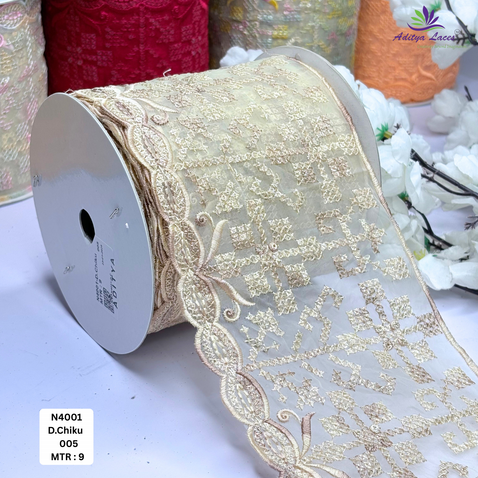 Fancy Embroidered Net Lace Border for Saree Bridal Wear