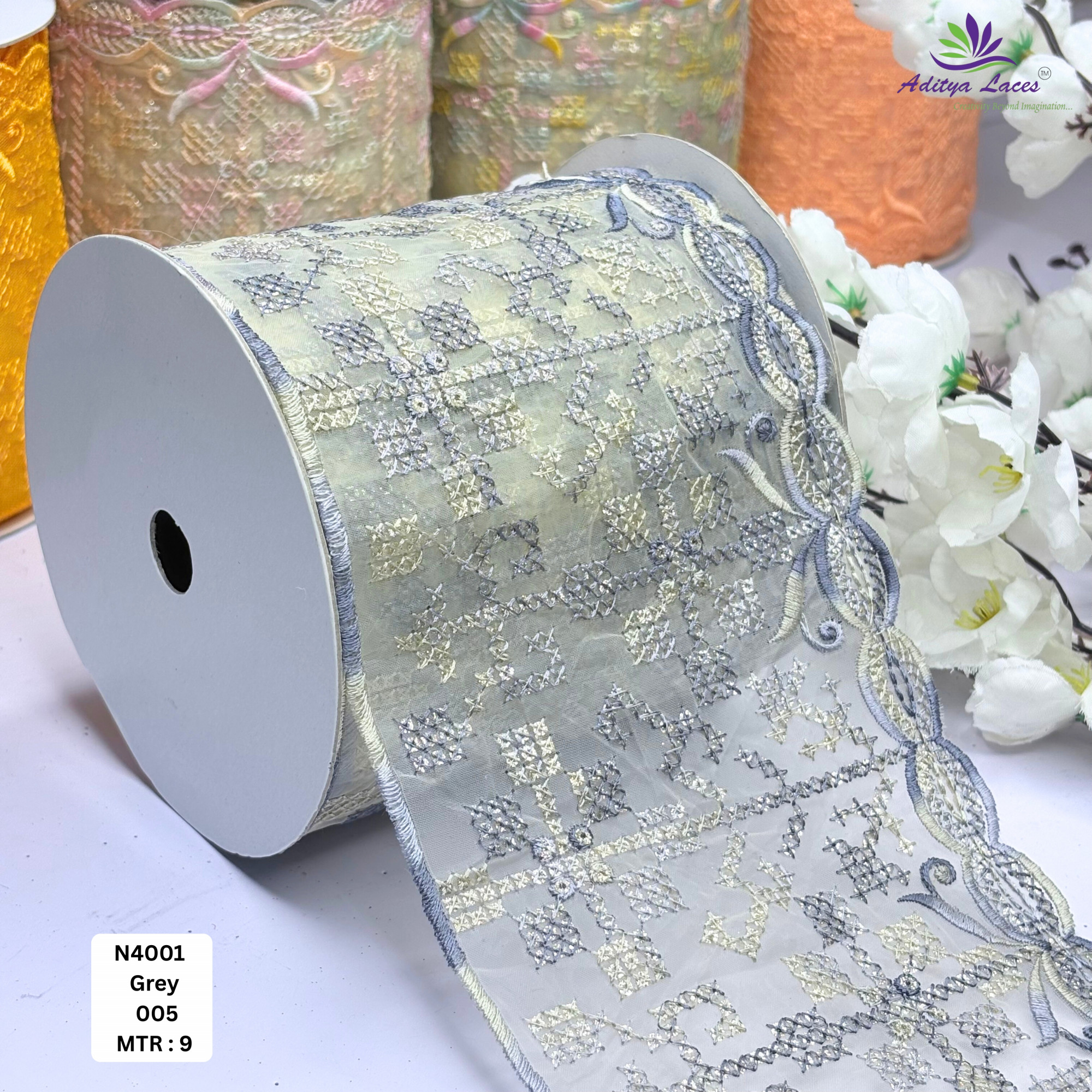 Fancy Embroidered Net Lace Border for Saree Bridal Wear