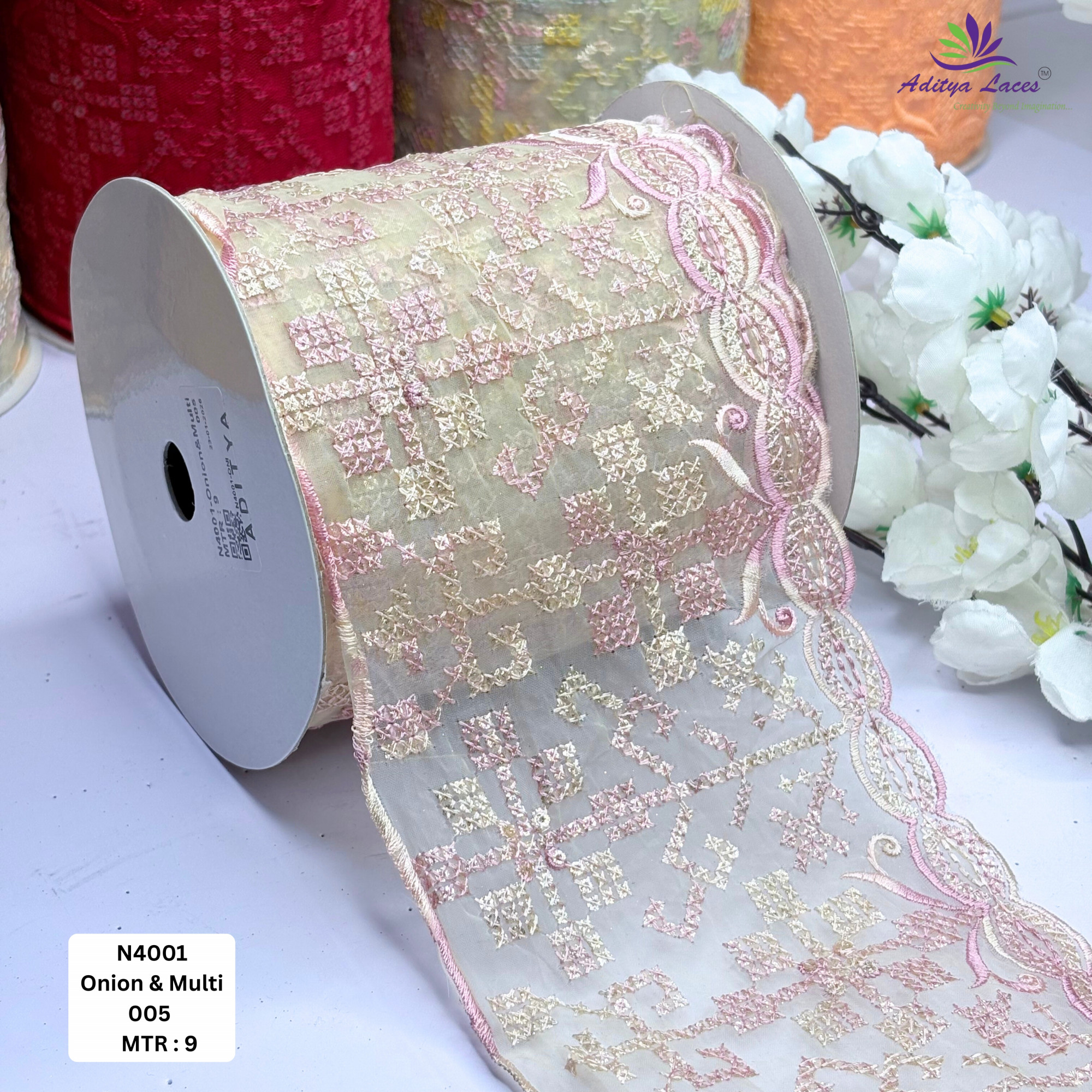 Fancy Embroidered Net Lace Border for Saree Bridal Wear