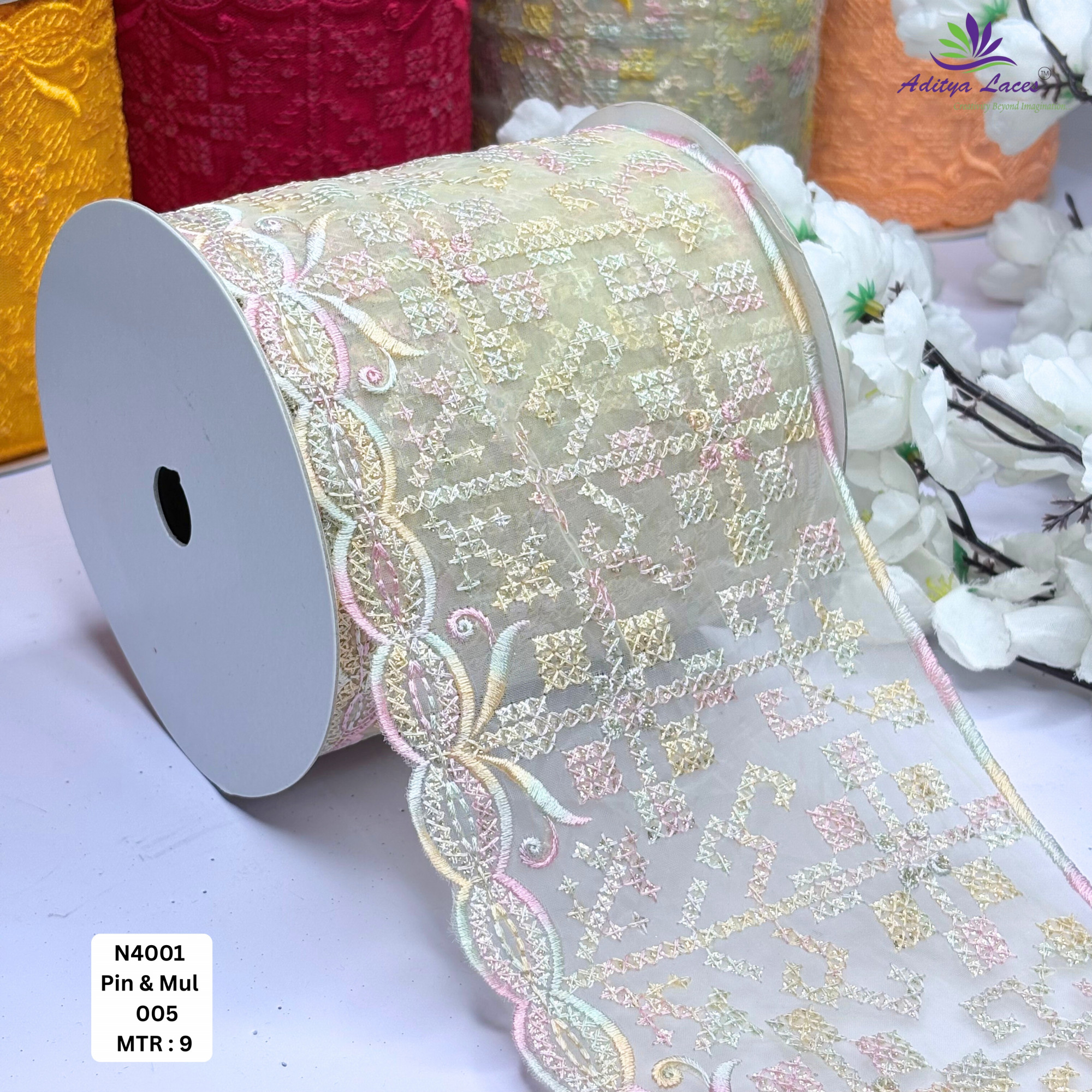 Fancy Embroidered Net Lace Border for Saree Bridal Wear
