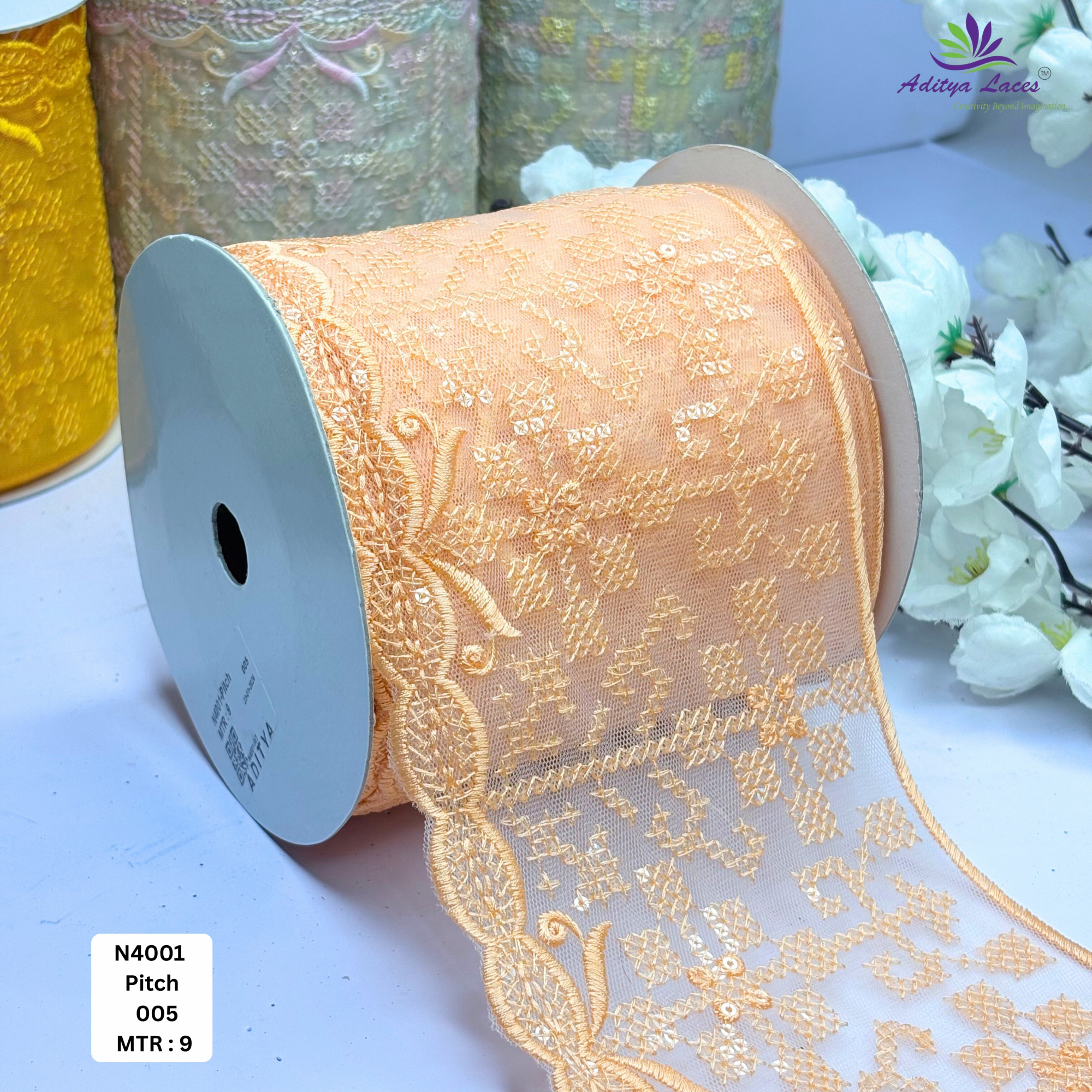 Fancy Embroidered Net Lace Border for Saree Bridal Wear