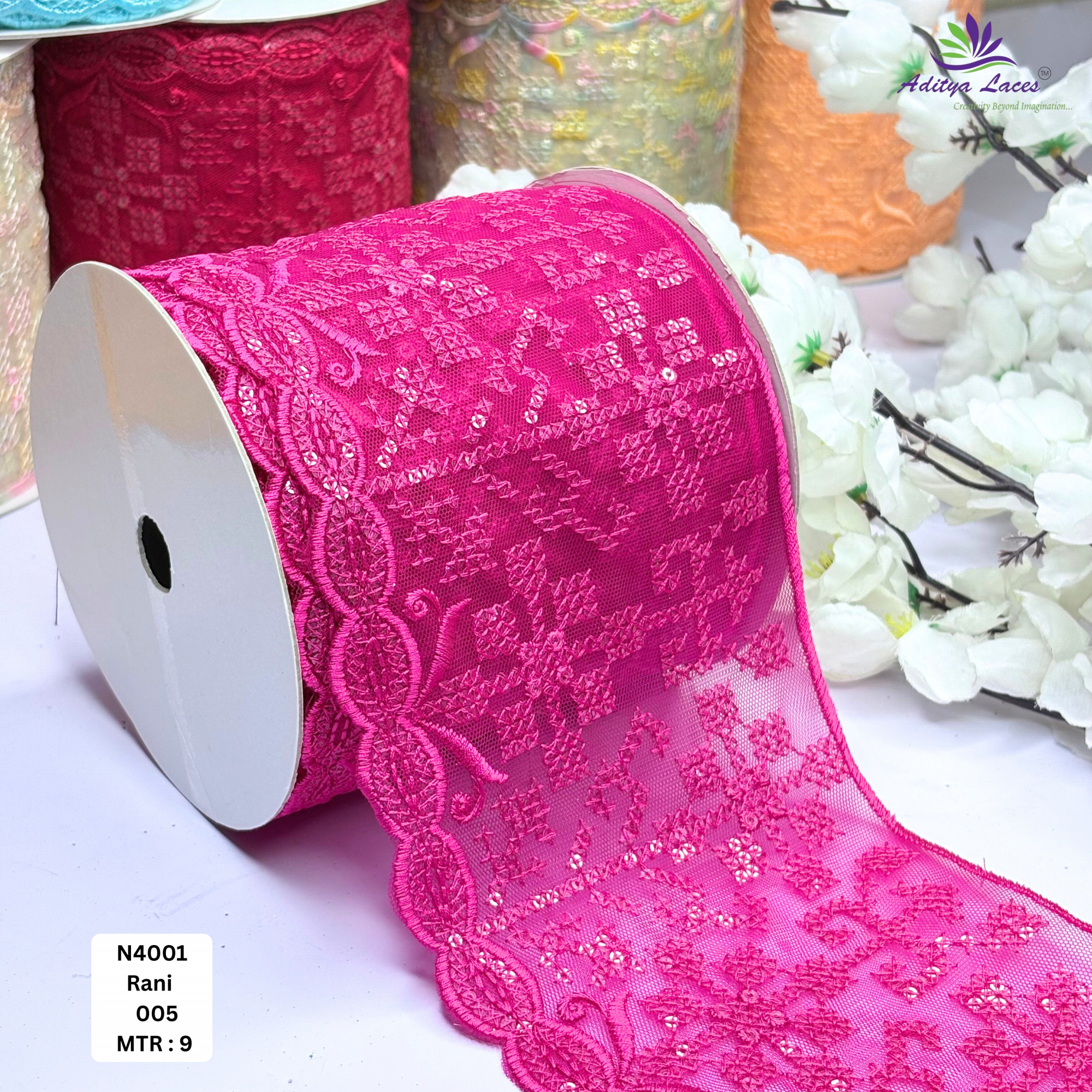 Fancy Embroidered Net Lace Border for Saree Bridal Wear