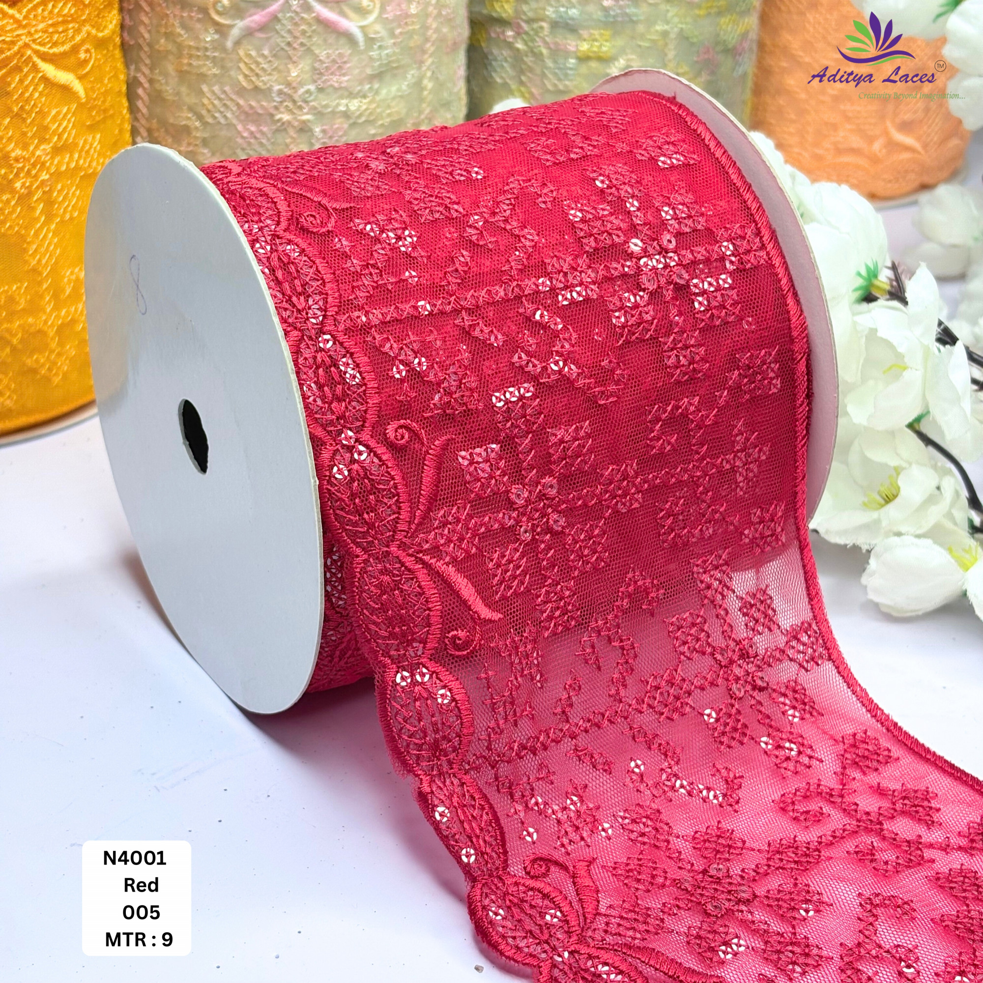 Fancy Embroidered Net Lace Border for Saree Bridal Wear
