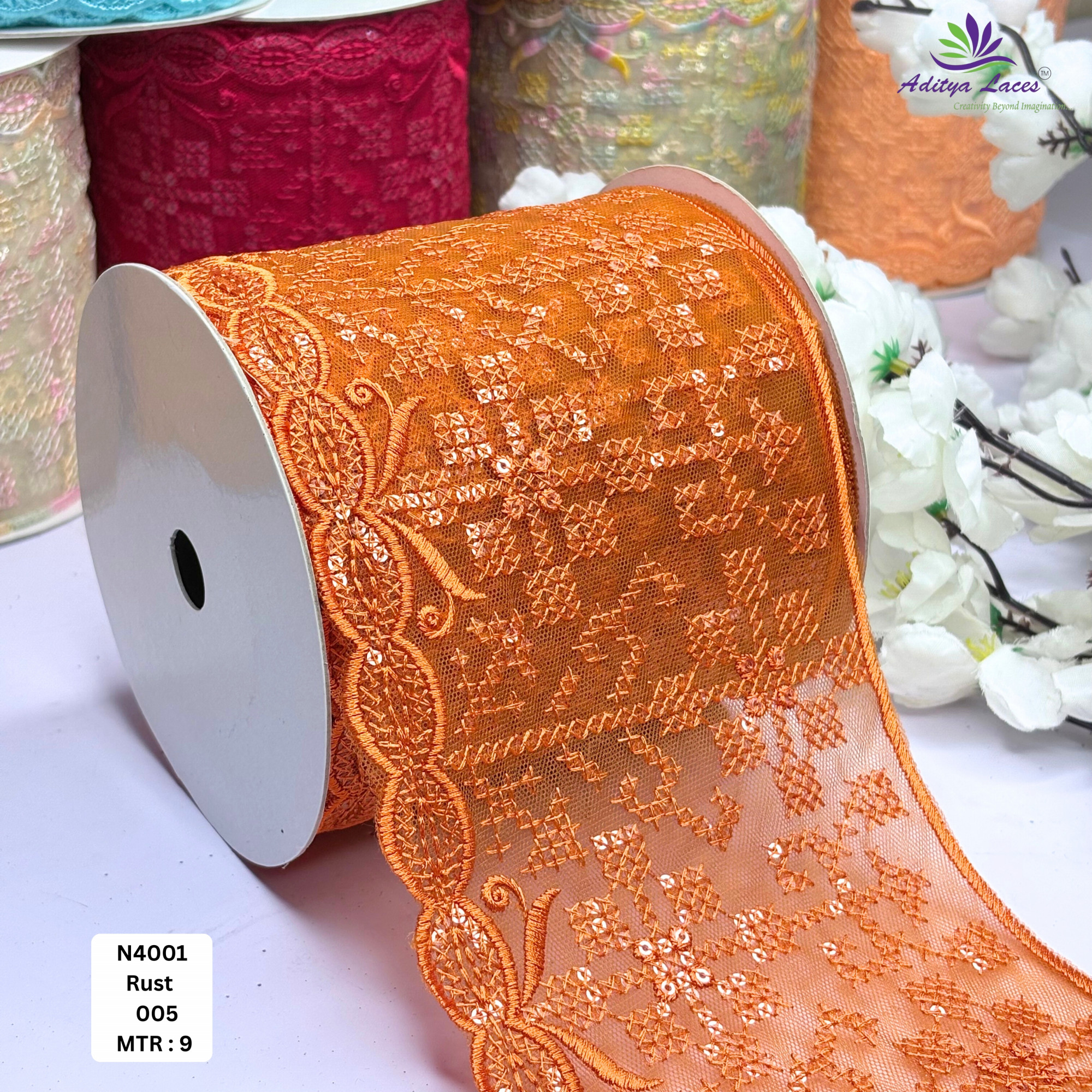 Fancy Embroidered Net Lace Border for Saree Bridal Wear