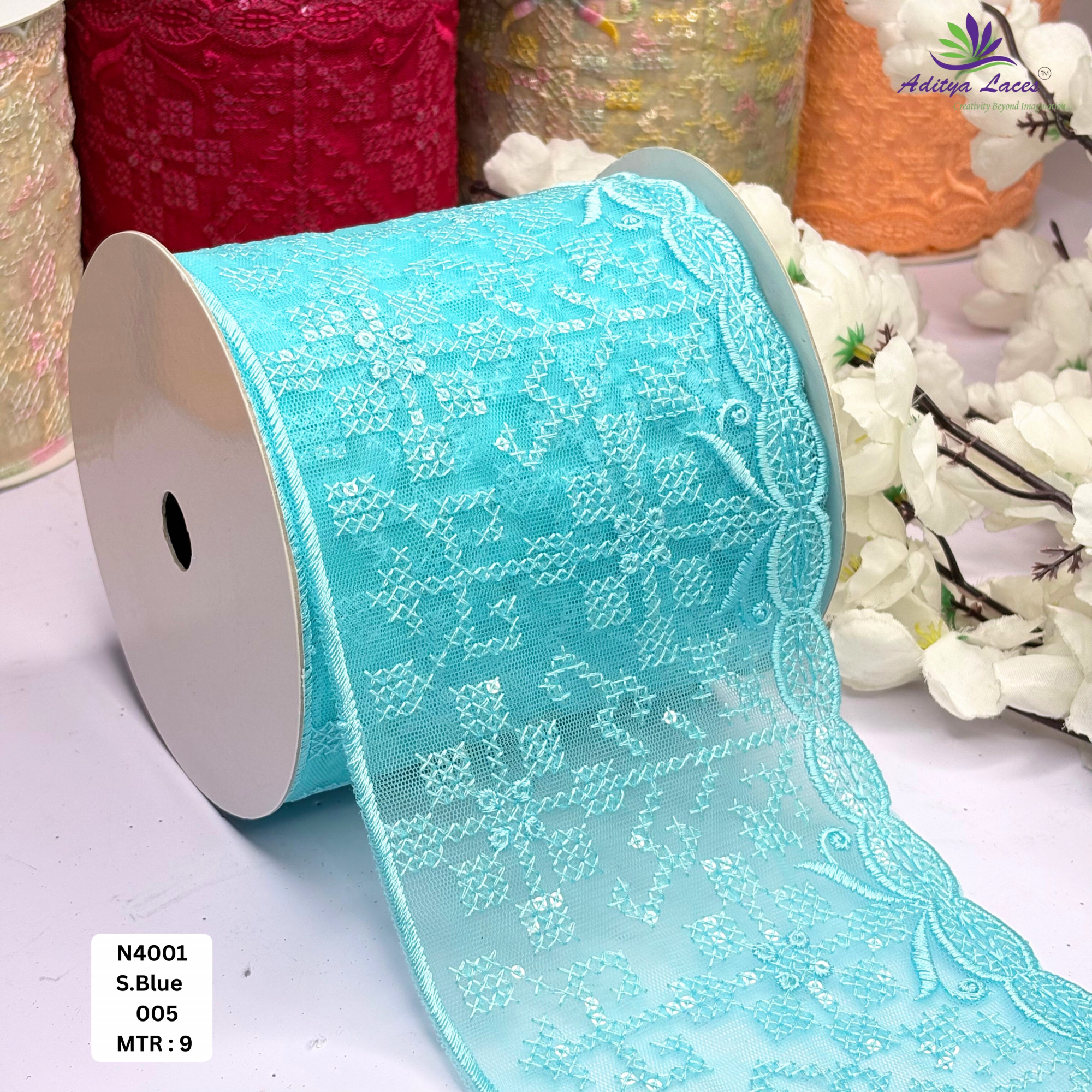 Fancy Embroidered Net Lace Border for Saree Bridal Wear