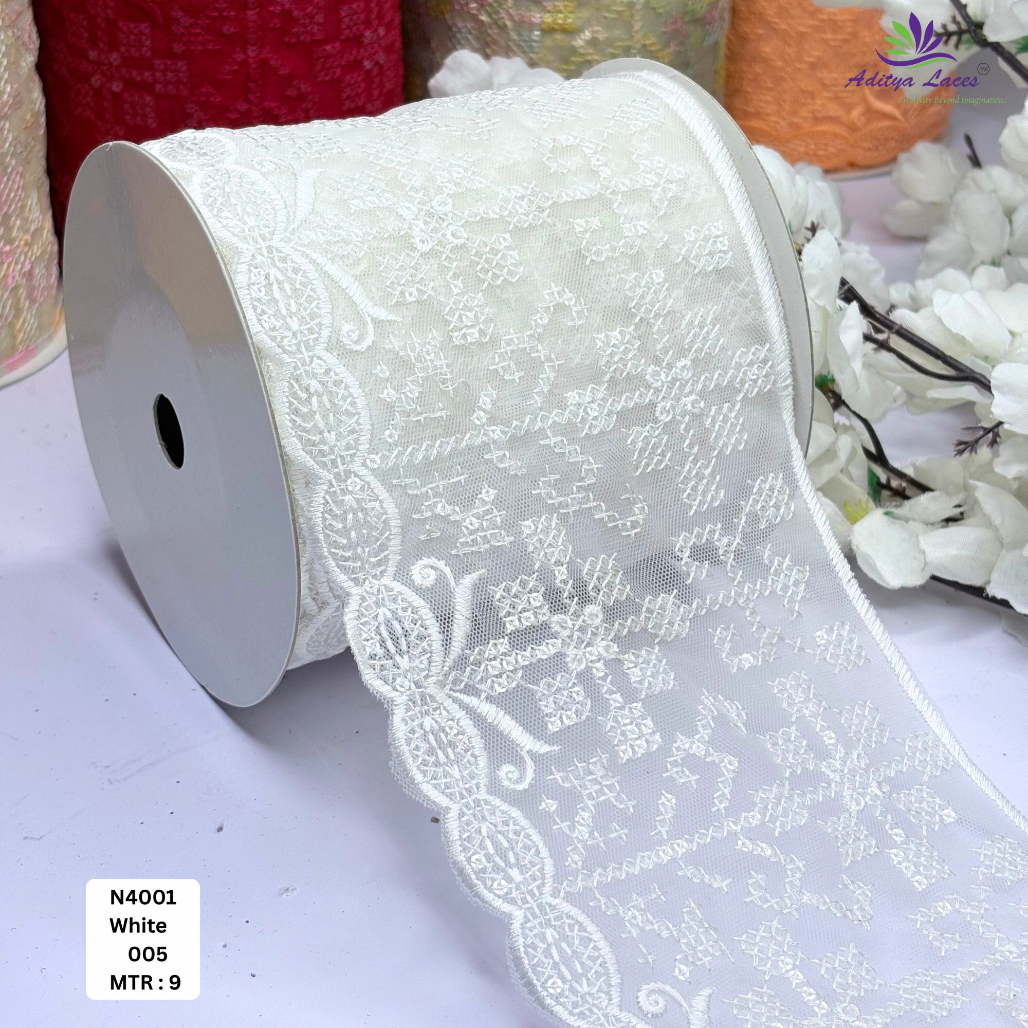 Fancy Embroidered Net Lace Border for Saree Bridal Wear