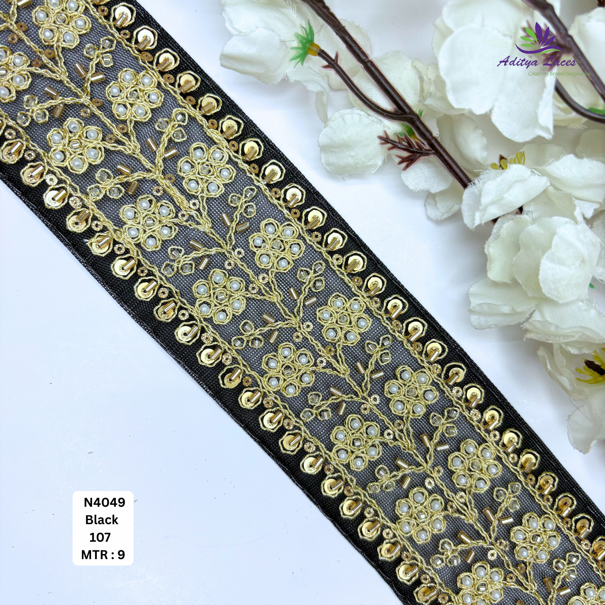 Handcrafted Decorative Pearl Lace Trim for Fashion Accessories