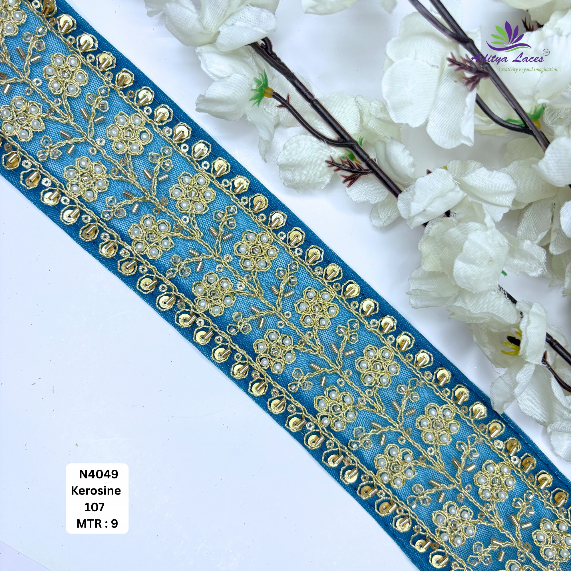 Handcrafted Decorative Pearl Lace Trim for Fashion Accessories