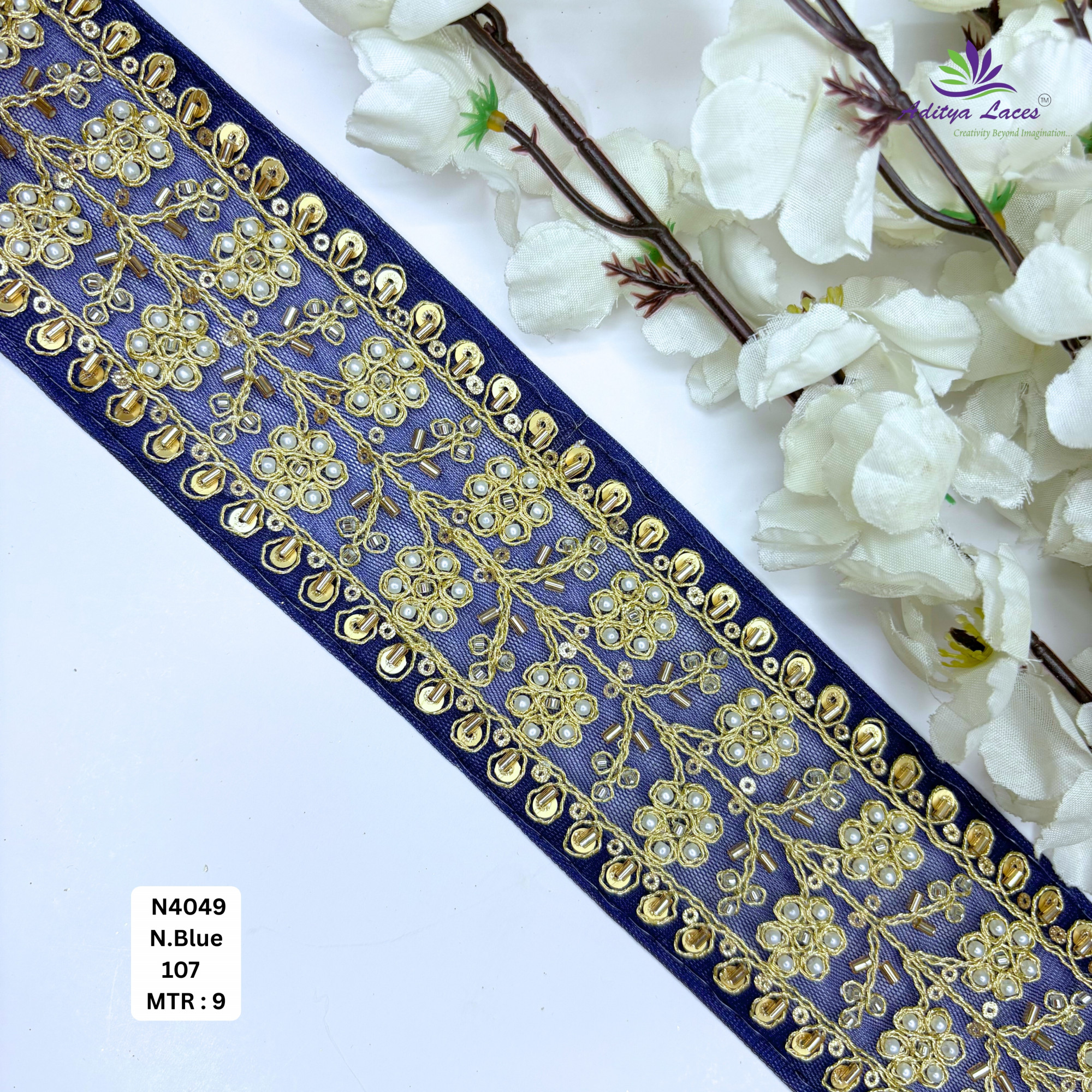 Handcrafted Decorative Pearl Lace Trim for Fashion Accessories