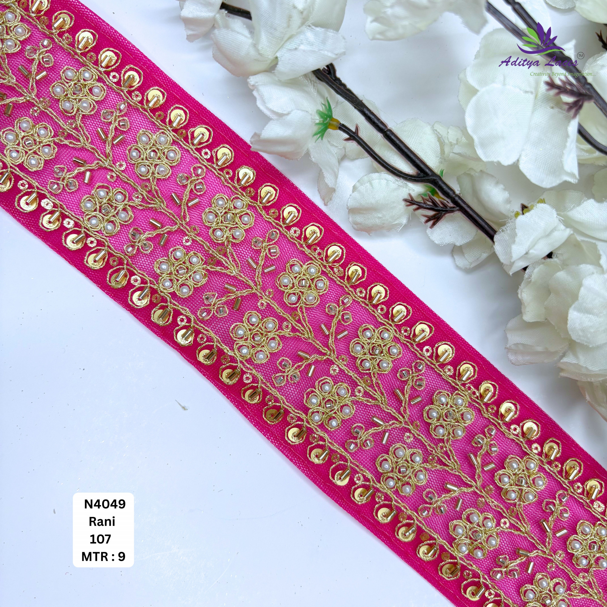 Handcrafted Decorative Pearl Lace Trim for Fashion Accessories