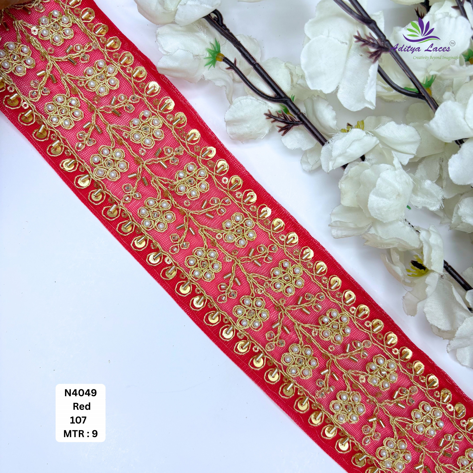 Handcrafted Decorative Pearl Lace Trim for Fashion Accessories