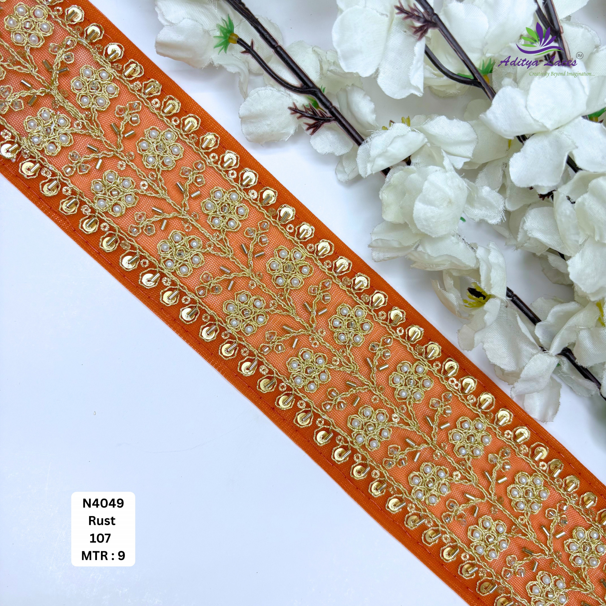 Handcrafted Decorative Pearl Lace Trim for Fashion Accessories