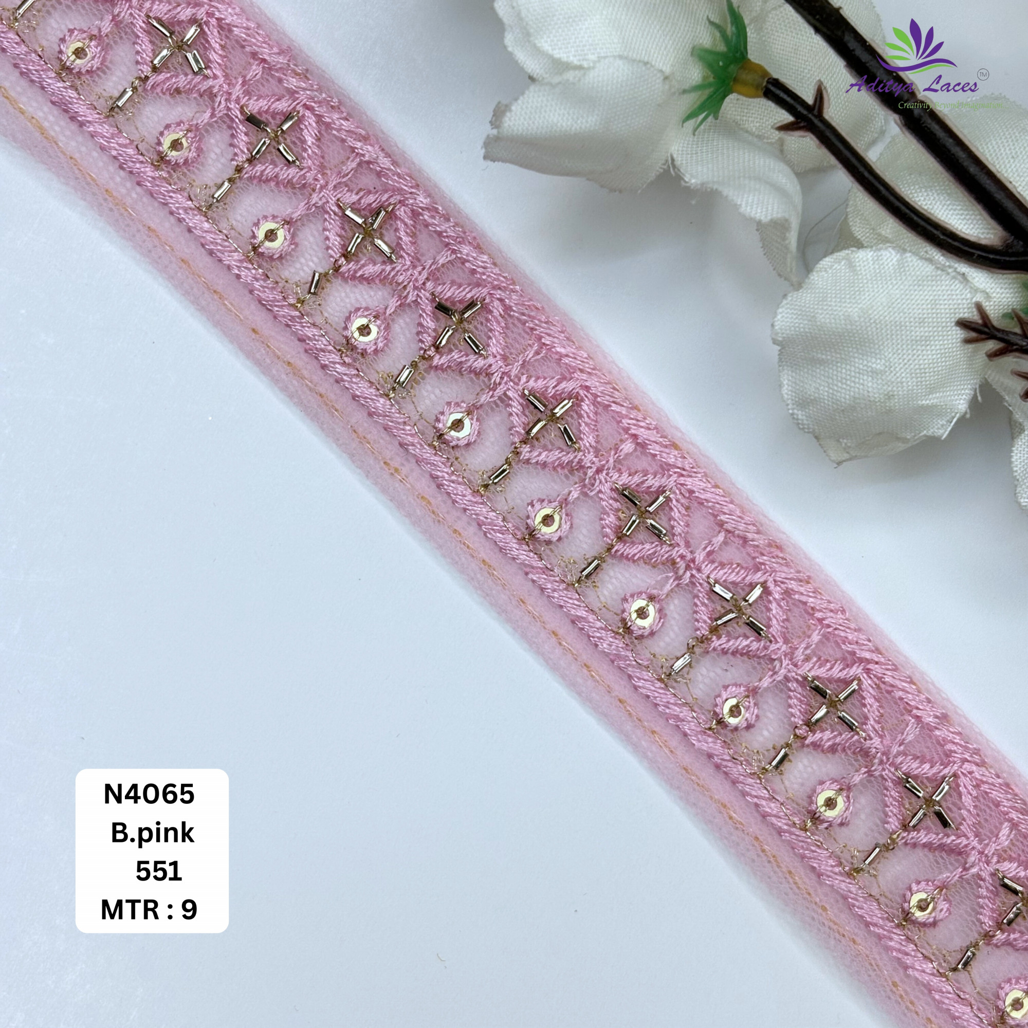 Premium Embroidered Net Lace Border for Saree Bridal Wear
