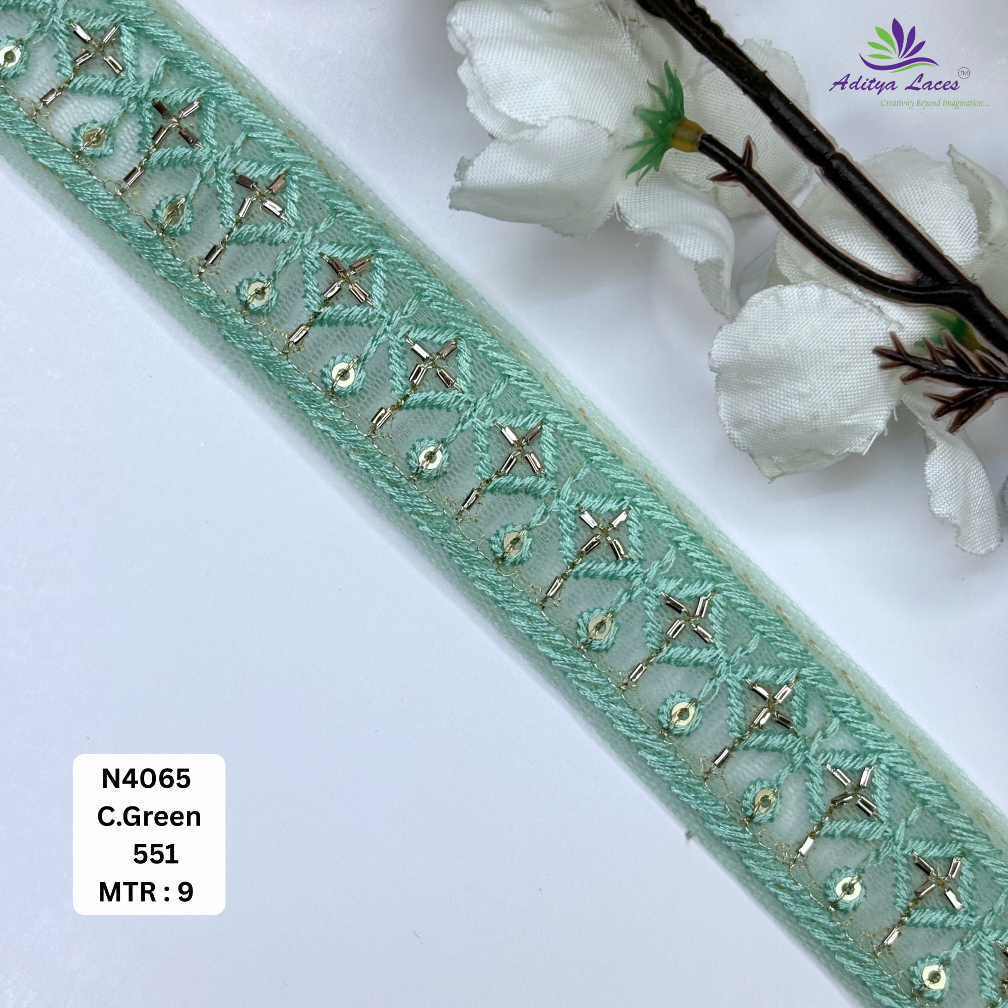 Premium Embroidered Net Lace Border for Saree Bridal Wear