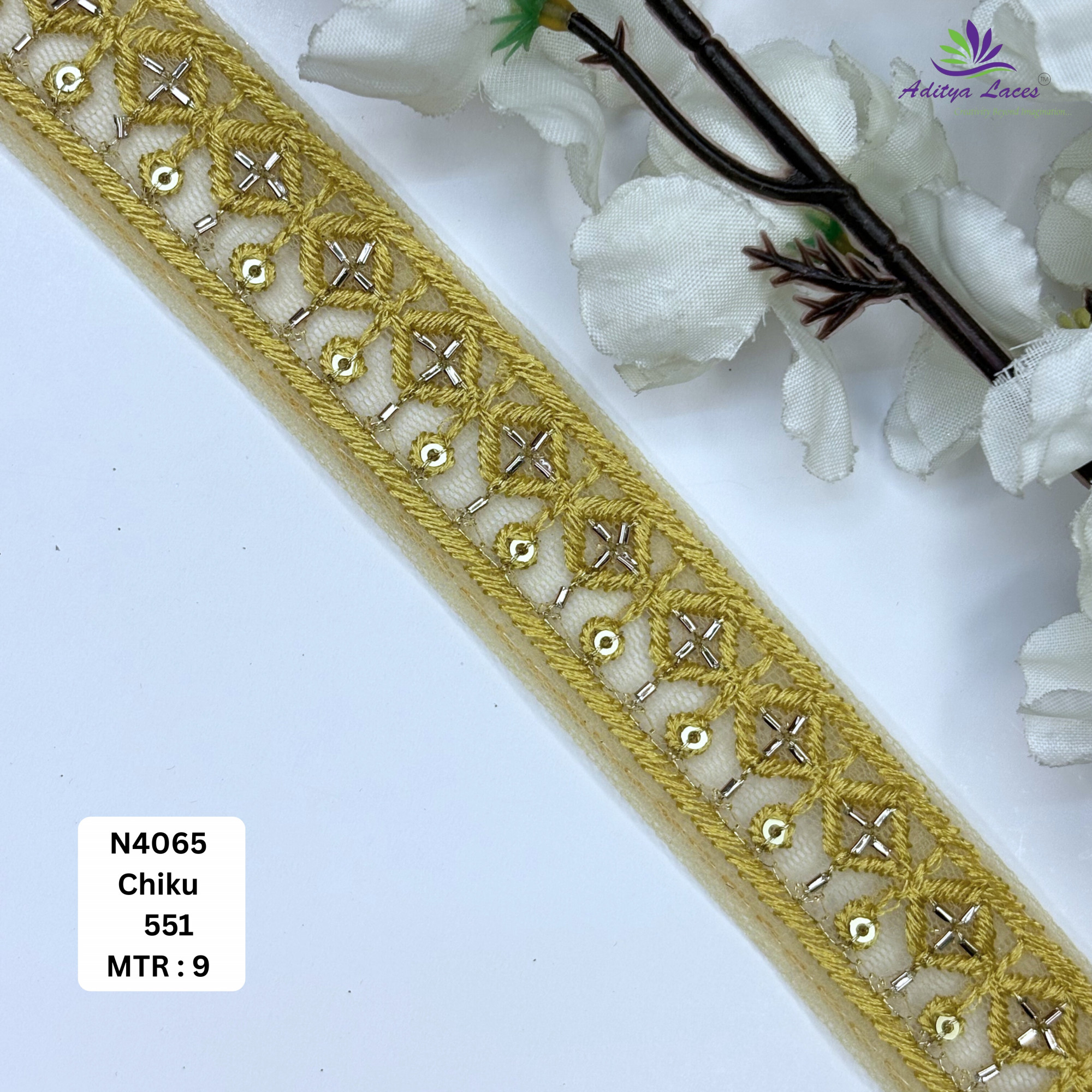 Premium Embroidered Net Lace Border for Saree Bridal Wear