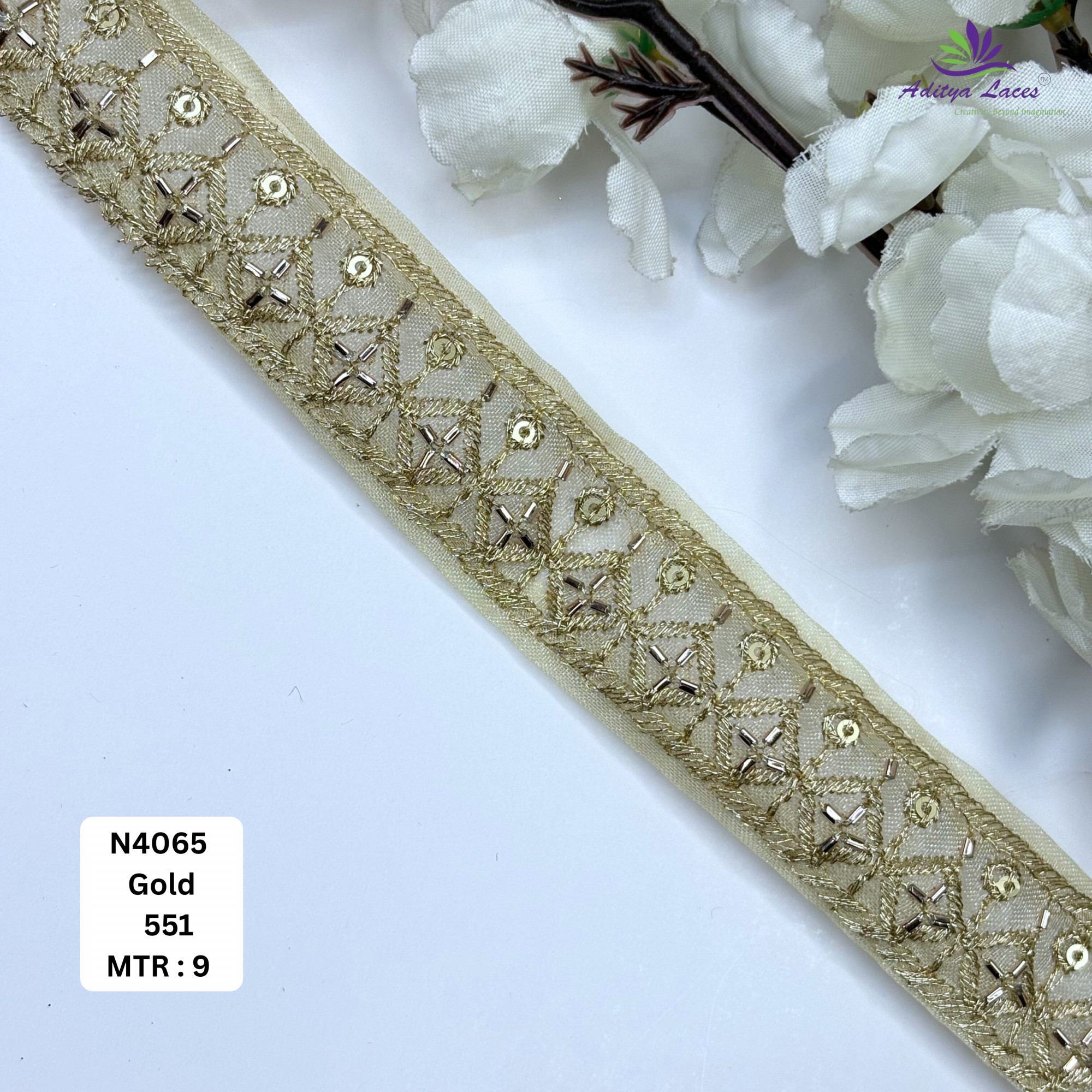 Premium Embroidered Net Lace Border for Saree Bridal Wear
