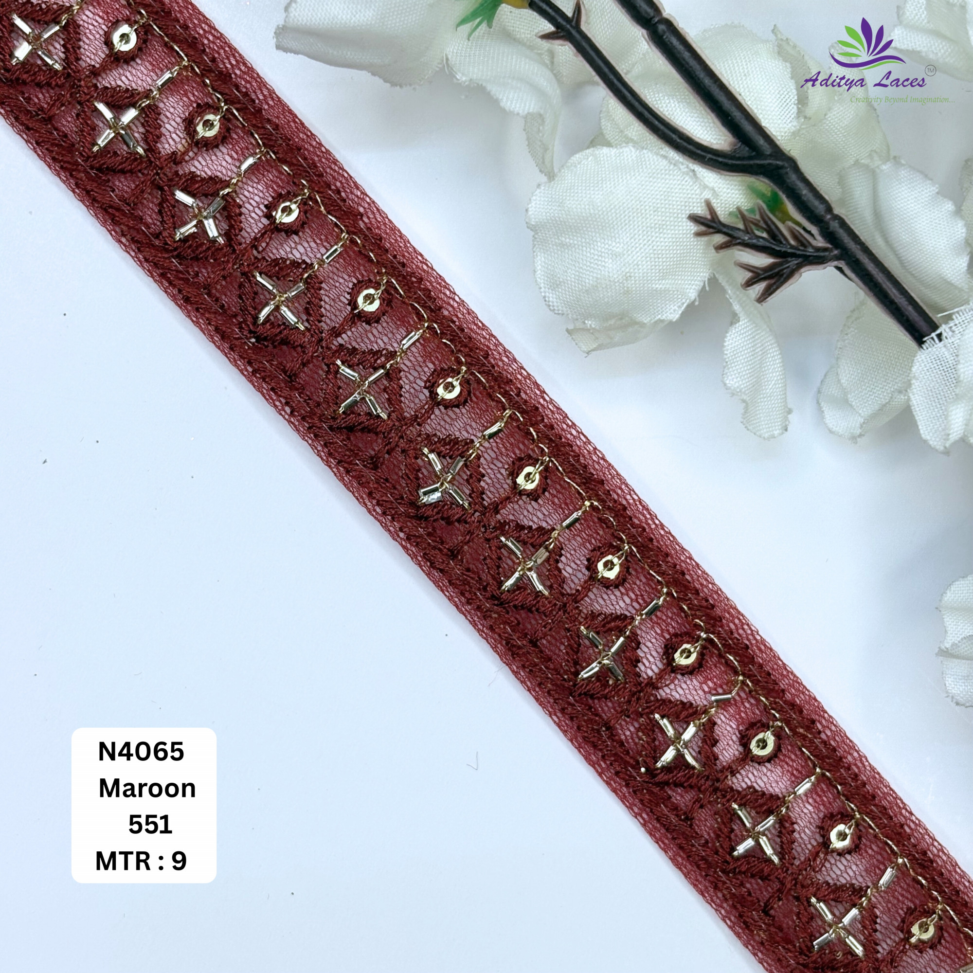 Premium Embroidered Net Lace Border for Saree Bridal Wear