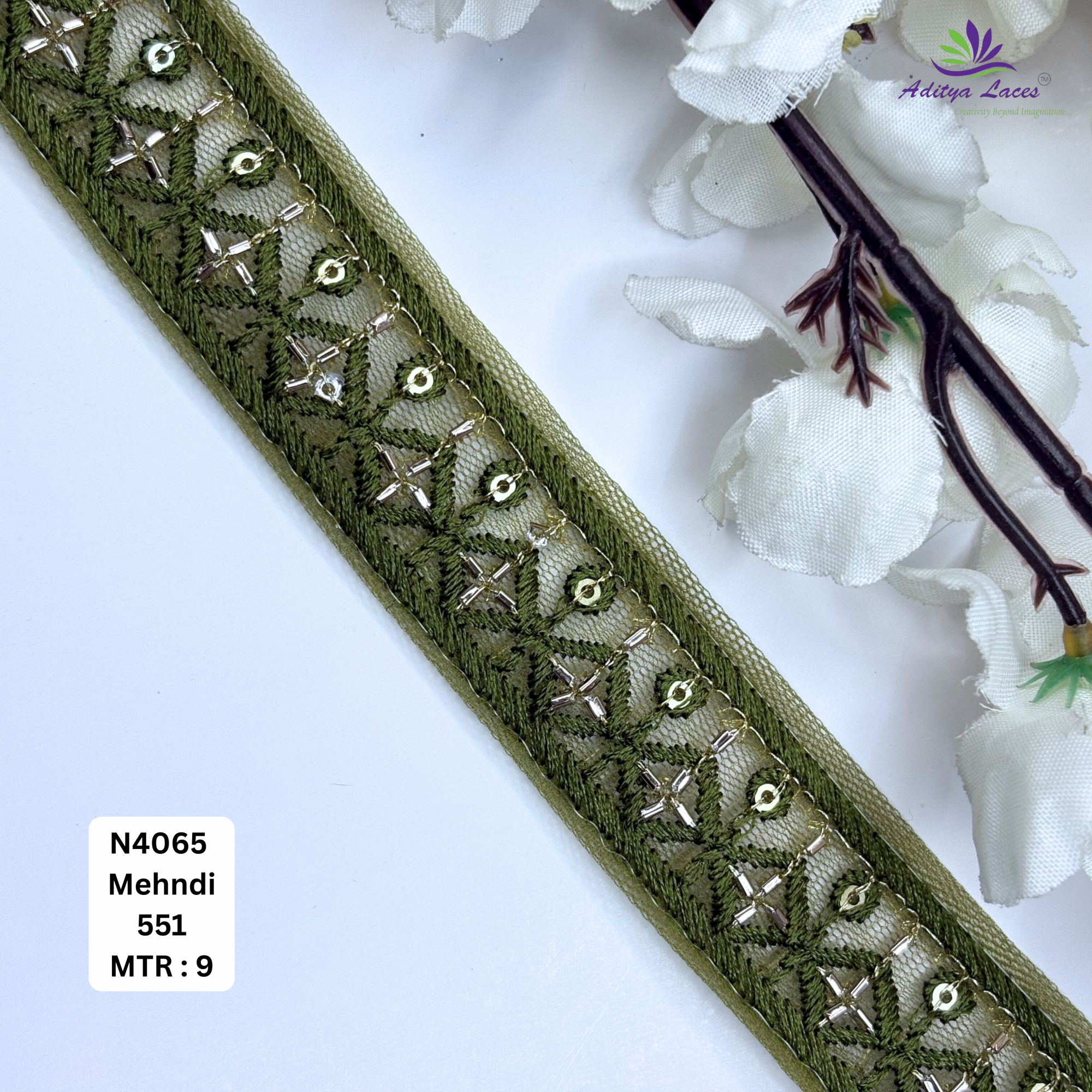 Premium Embroidered Net Lace Border for Saree Bridal Wear