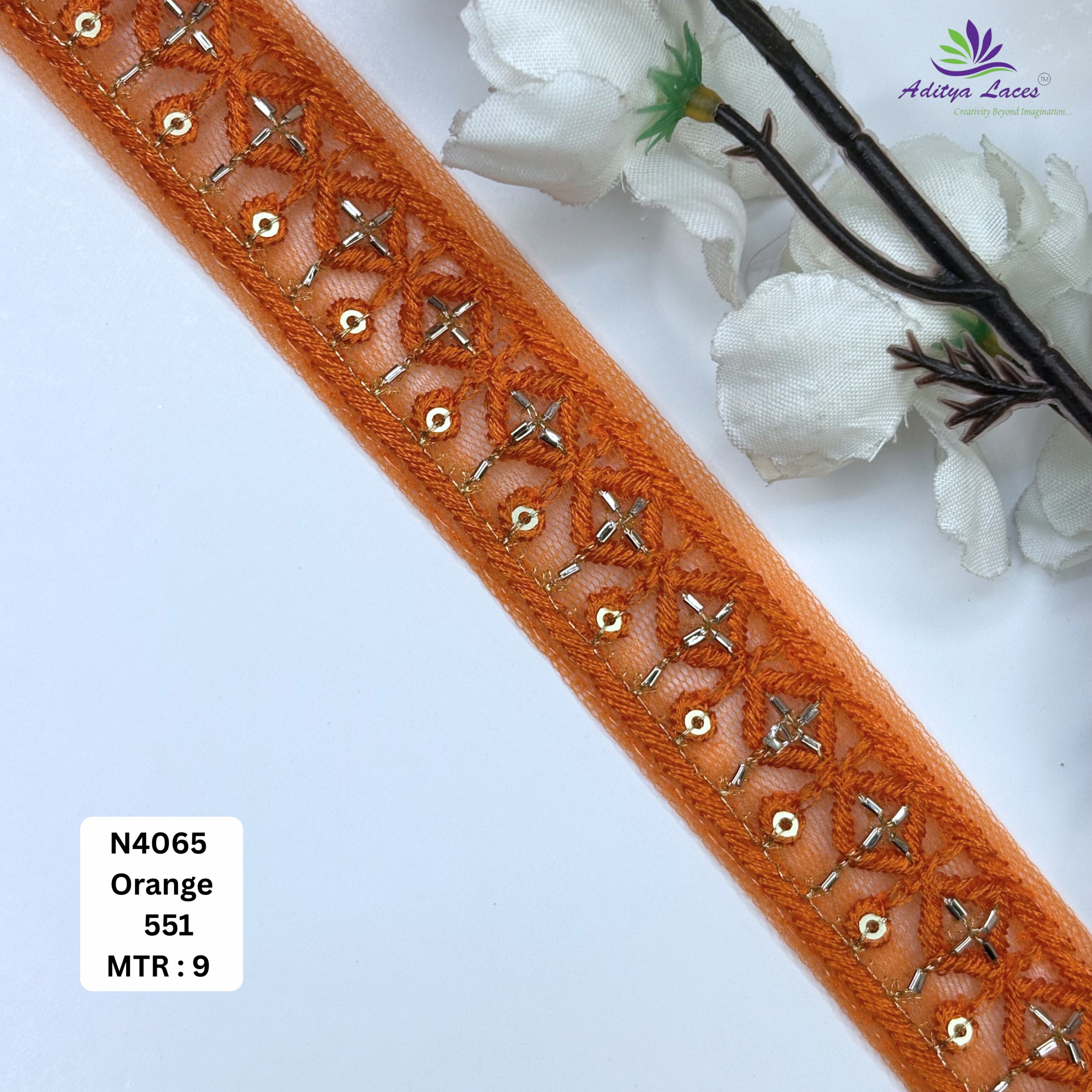 Premium Embroidered Net Lace Border for Saree Bridal Wear