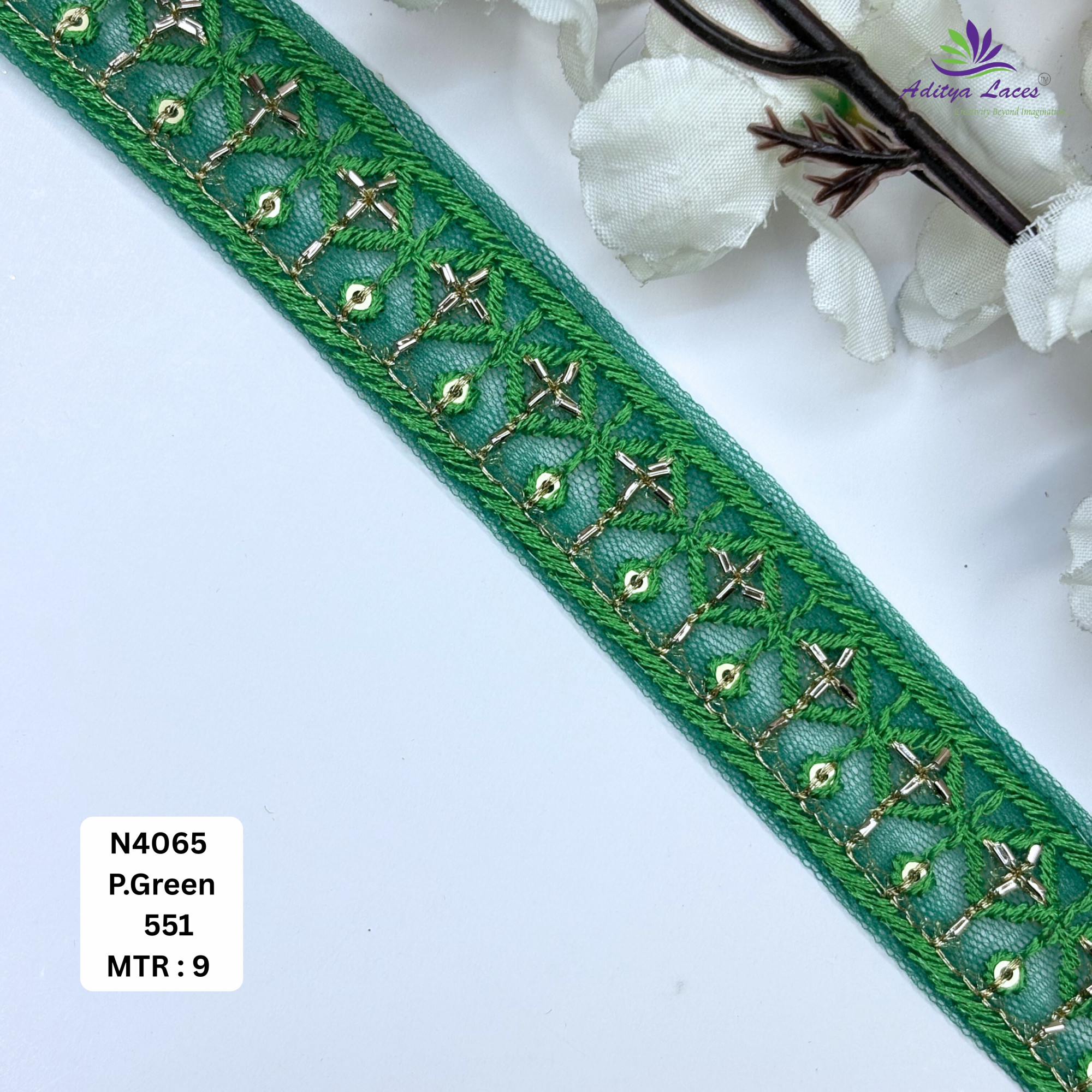 Premium Embroidered Net Lace Border for Saree Bridal Wear