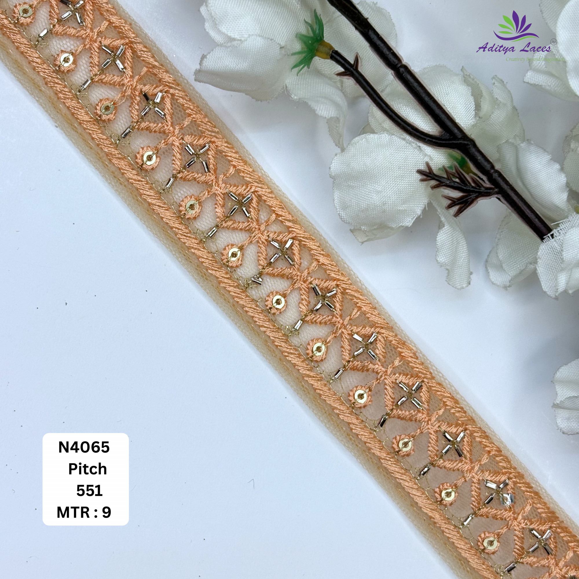 Premium Embroidered Net Lace Border for Saree Bridal Wear