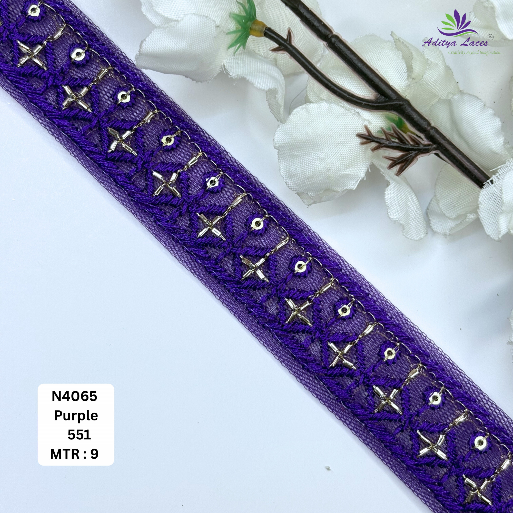 Premium Embroidered Net Lace Border for Saree Bridal Wear