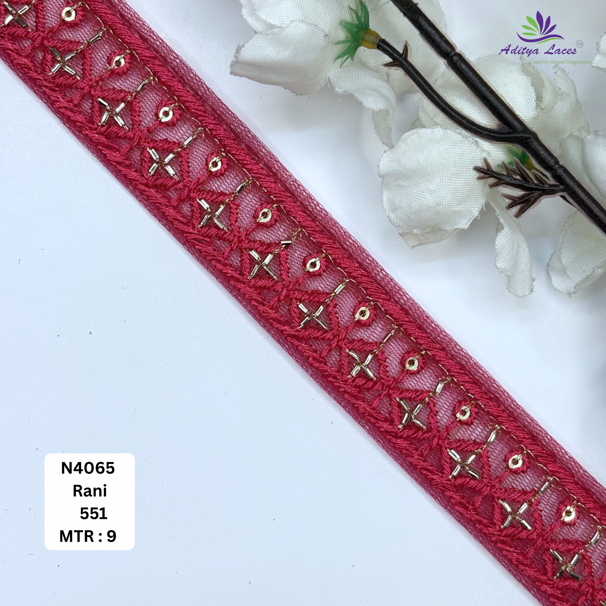 Premium Embroidered Net Lace Border for Saree Bridal Wear