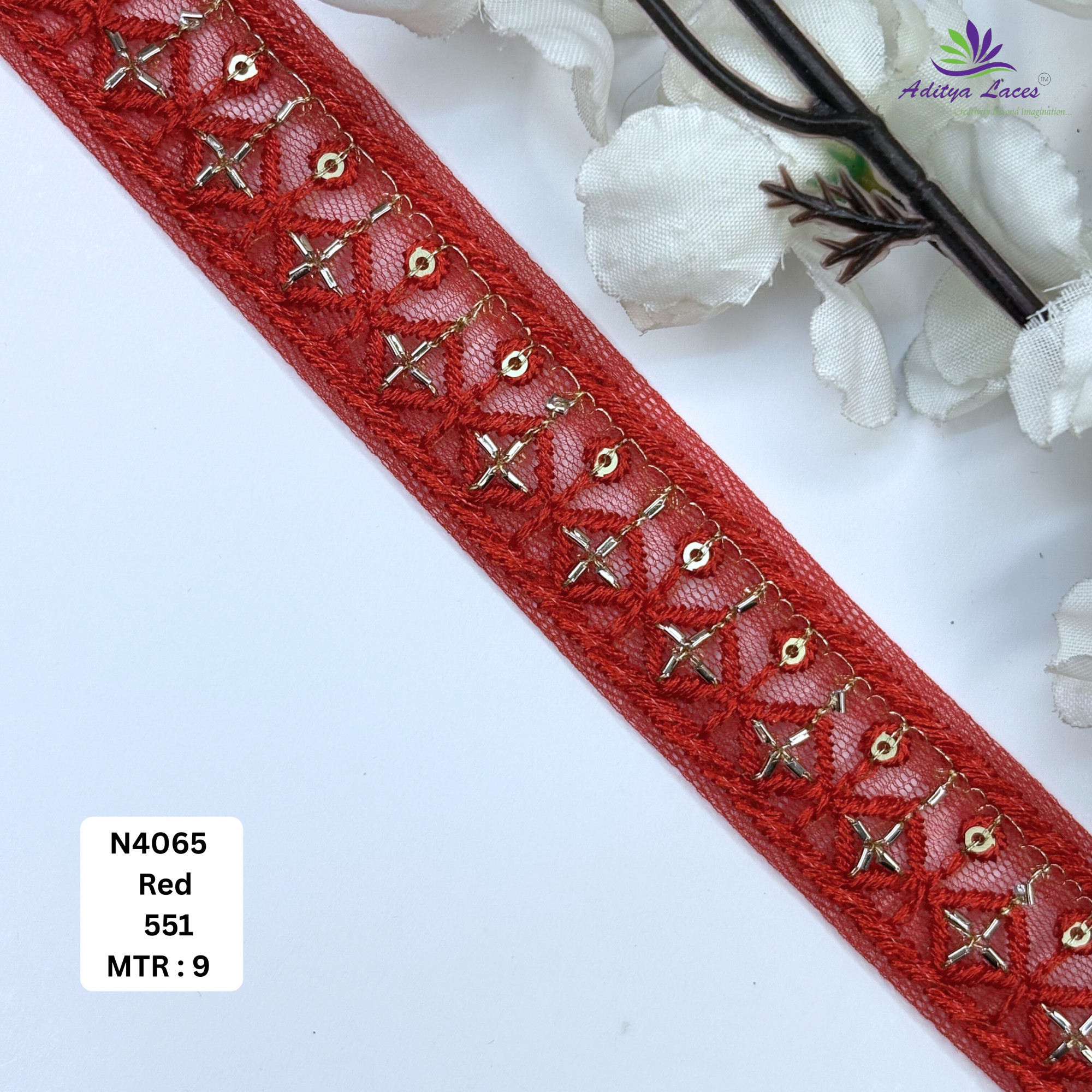 Premium Embroidered Net Lace Border for Saree Bridal Wear