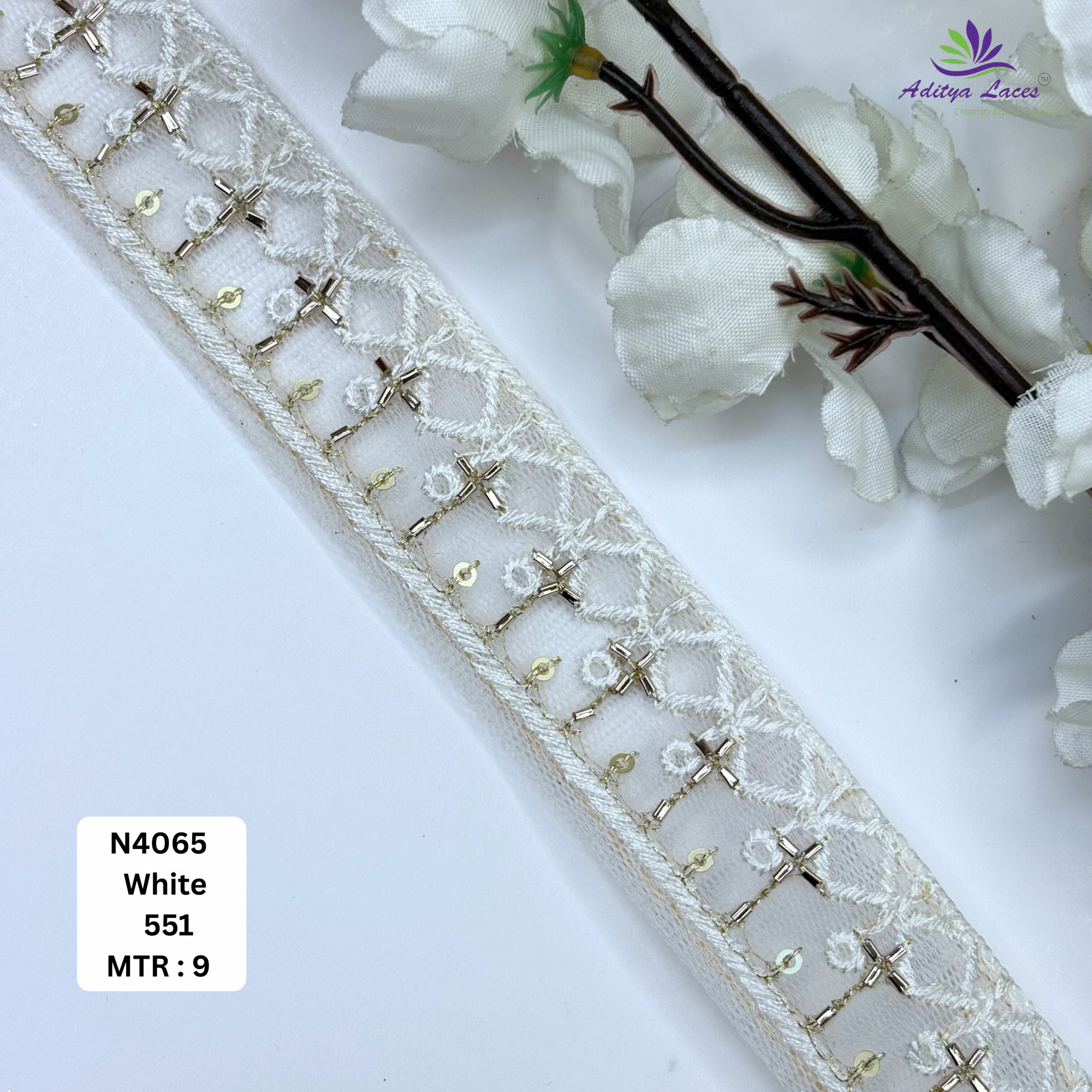Premium Embroidered Net Lace Border for Saree Bridal Wear