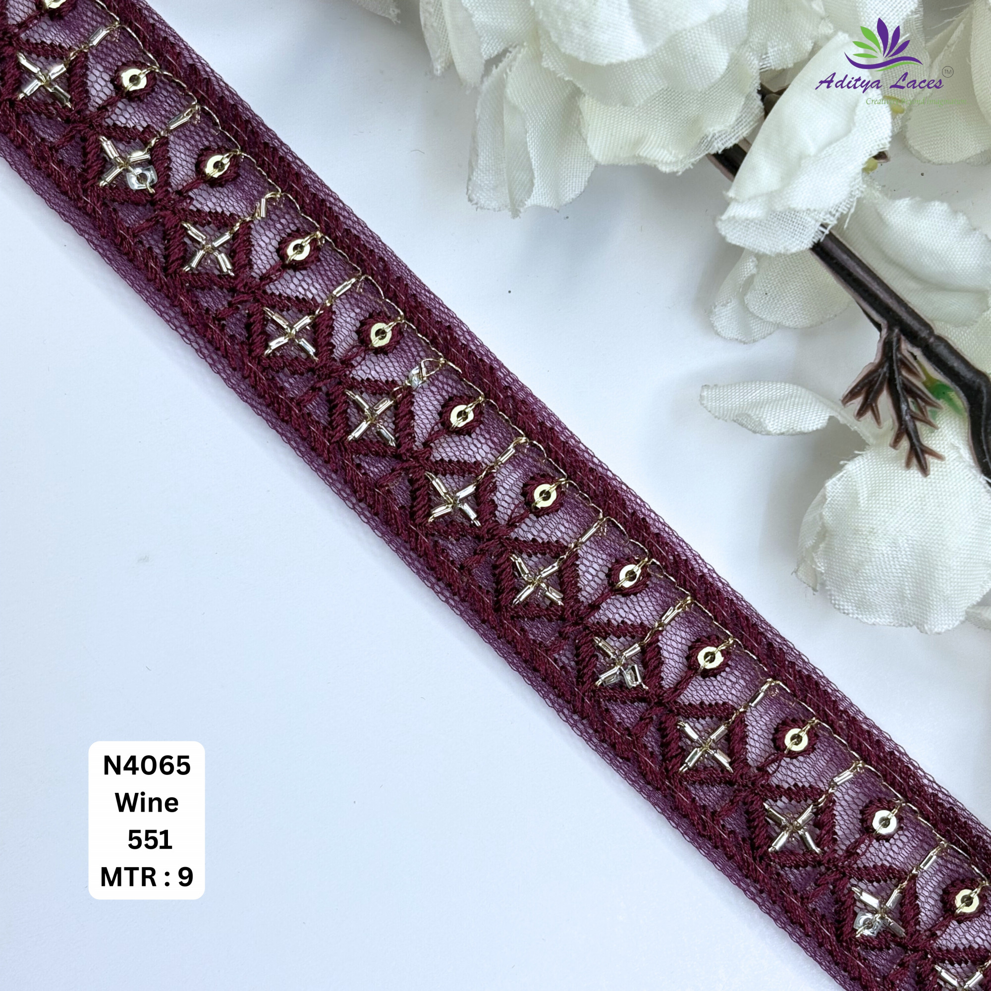 Premium Embroidered Net Lace Border for Saree Bridal Wear