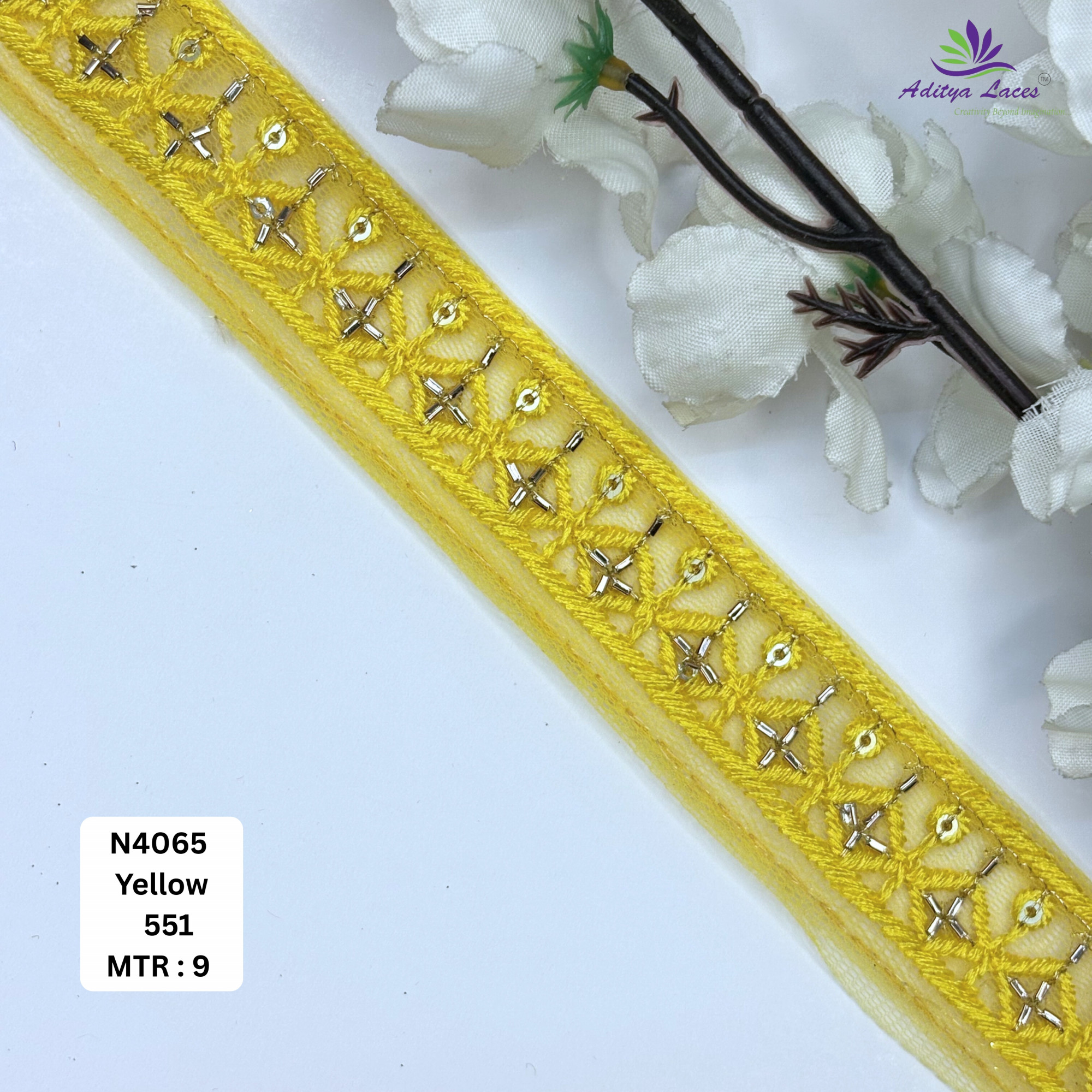 Premium Embroidered Net Lace Border for Saree Bridal Wear