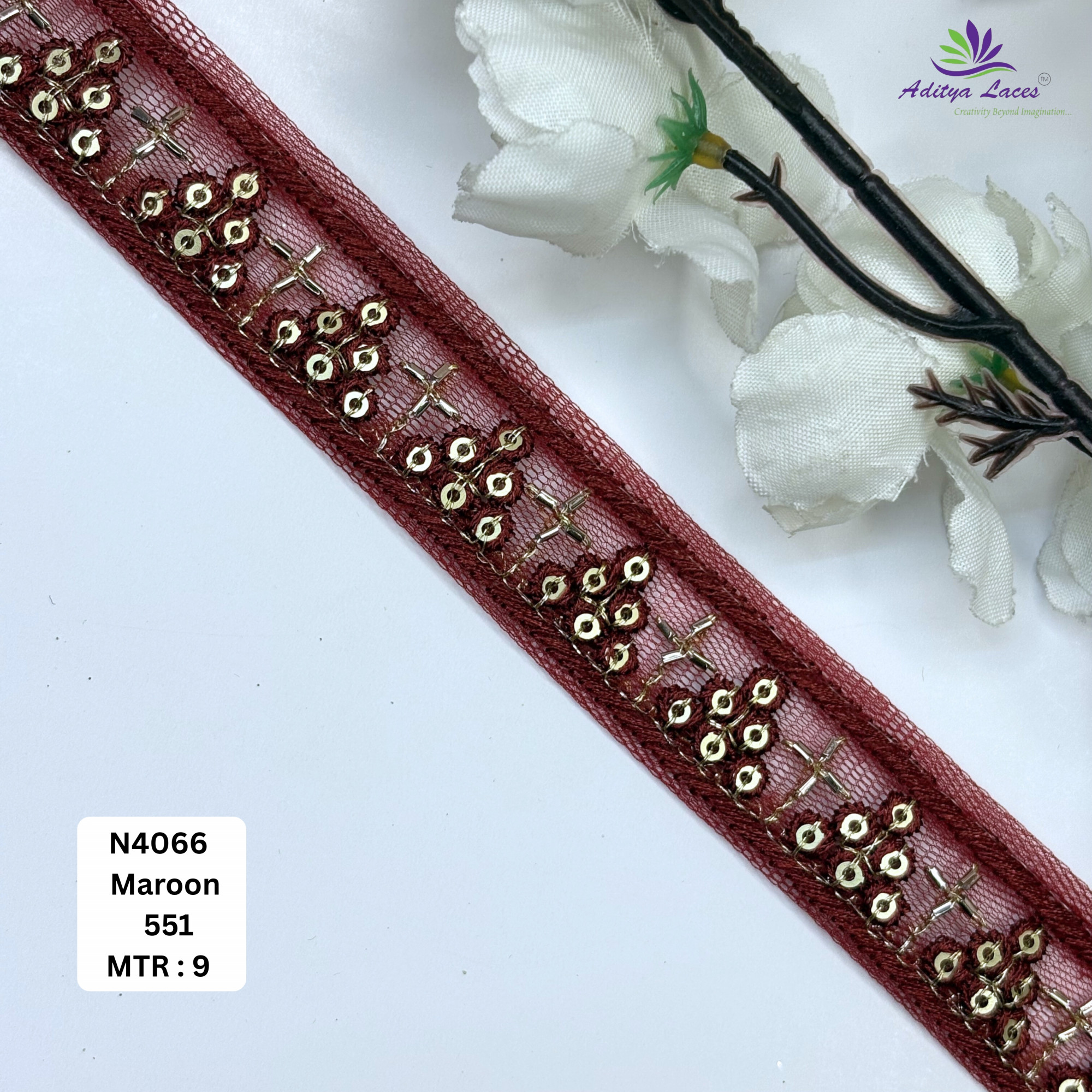 Stylish Embroidered Net Lace Border for Saree Bridal Wear