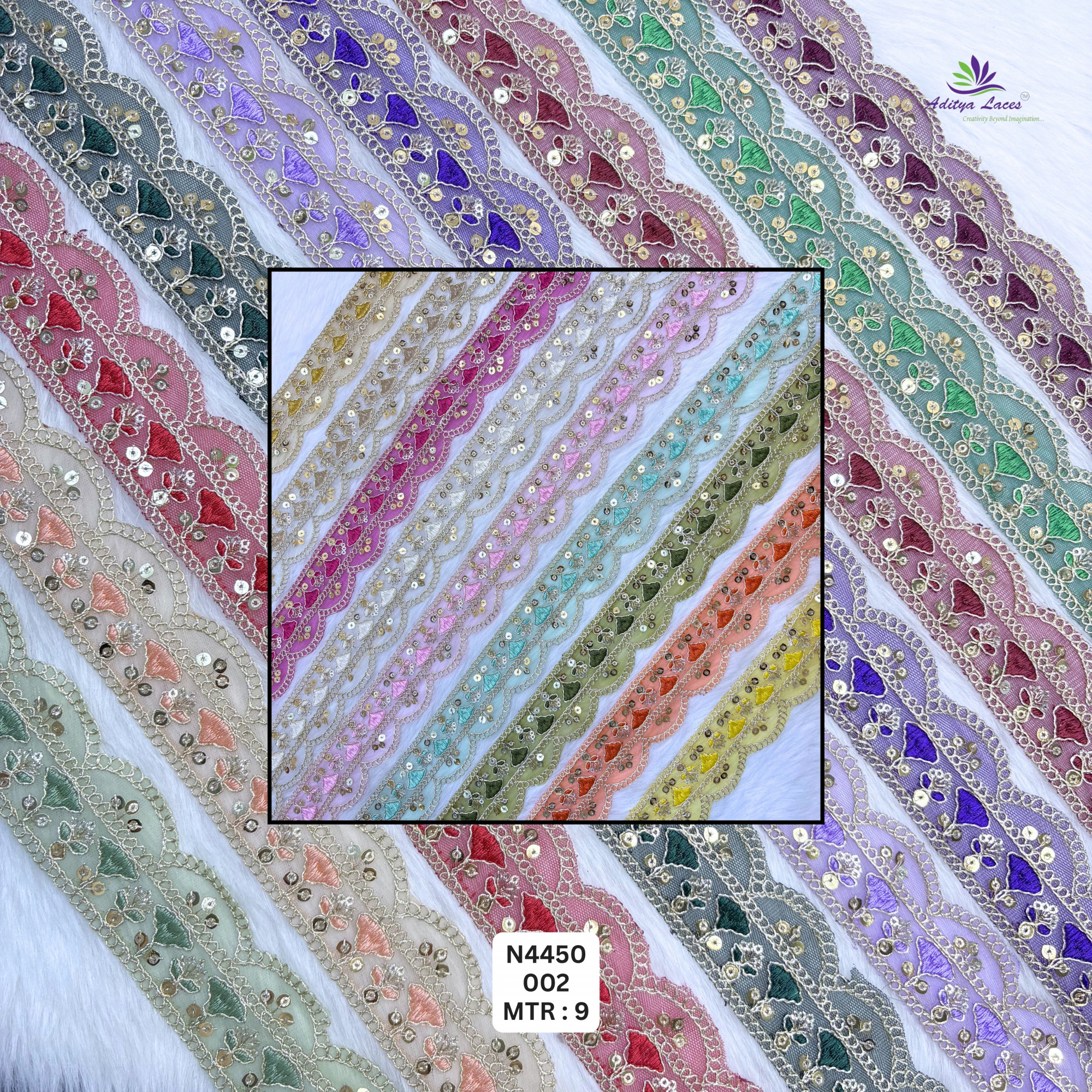 Premium Beaded Net Lace with Stone Embellishment Designer Saree Border Lace Bridal Ethnic Wear Lace Trim