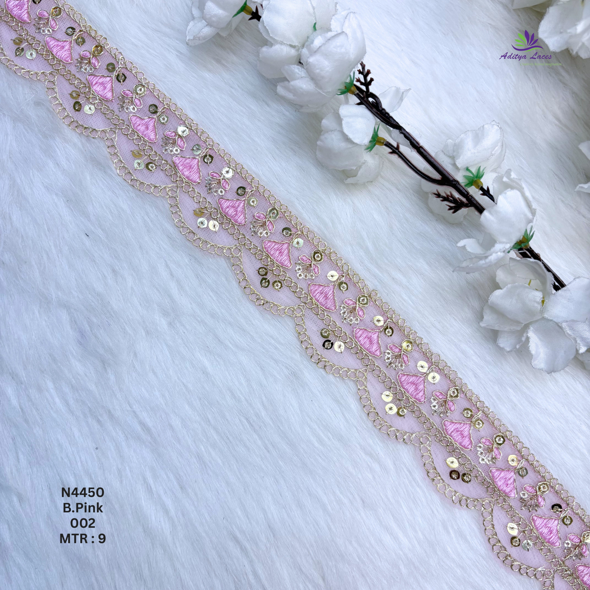 Premium Beaded Net Lace with Stone Embellishment Designer Saree Border Lace Bridal Ethnic Wear Lace Trim