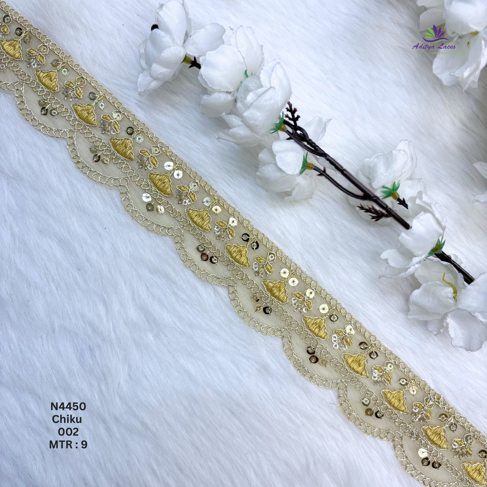 Premium Beaded Net Lace with Stone Embellishment Designer Saree Border Lace Bridal Ethnic Wear Lace Trim