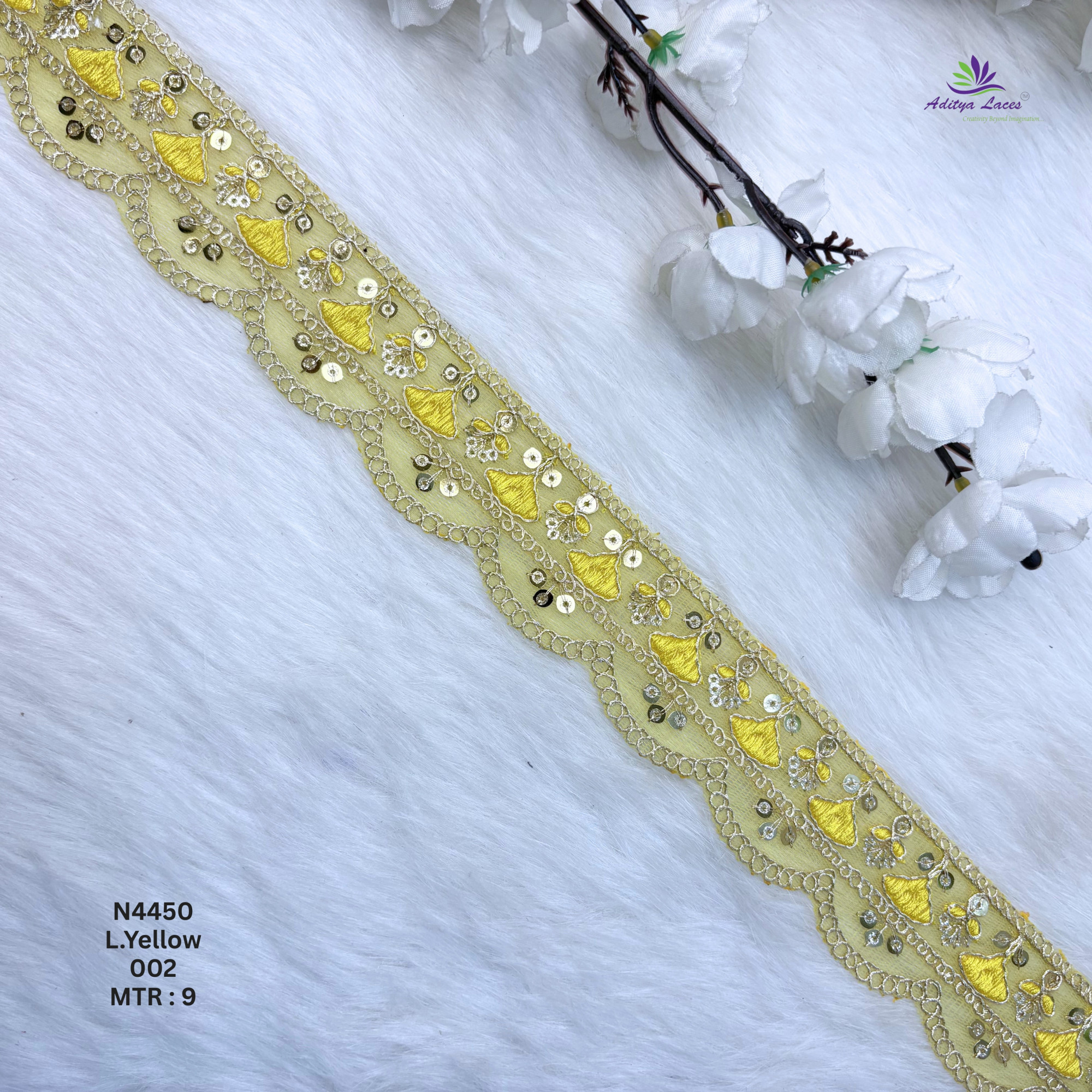 Premium Beaded Net Lace with Stone Embellishment Designer Saree Border Lace Bridal Ethnic Wear Lace Trim