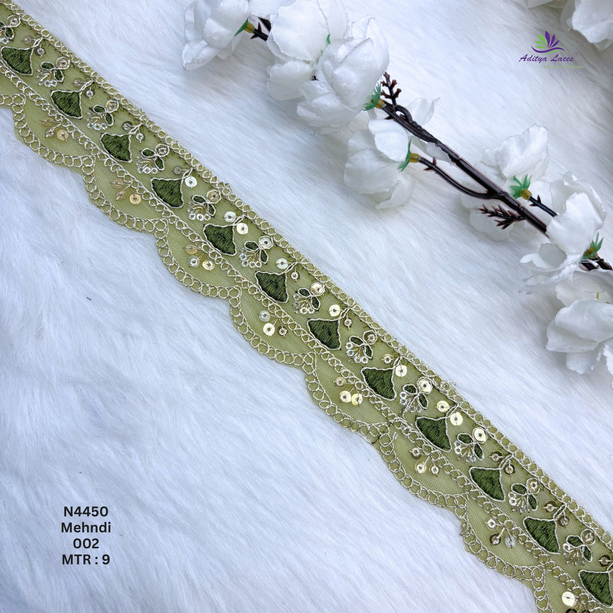 Premium Beaded Net Lace with Stone Embellishment Designer Saree Border Lace Bridal Ethnic Wear Lace Trim