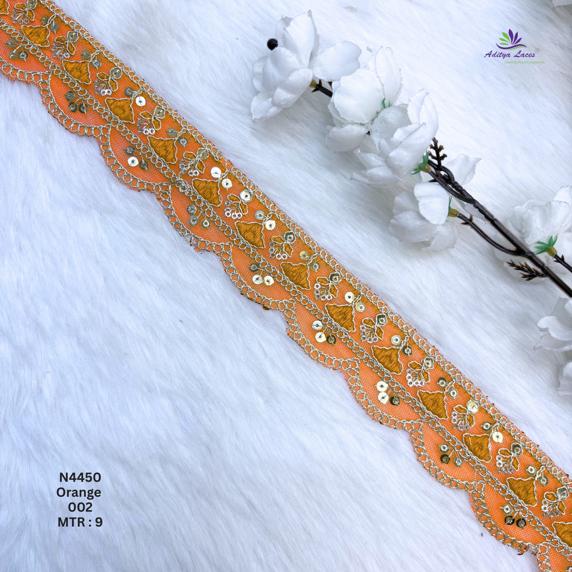 Premium Beaded Net Lace with Stone Embellishment Designer Saree Border Lace Bridal Ethnic Wear Lace Trim