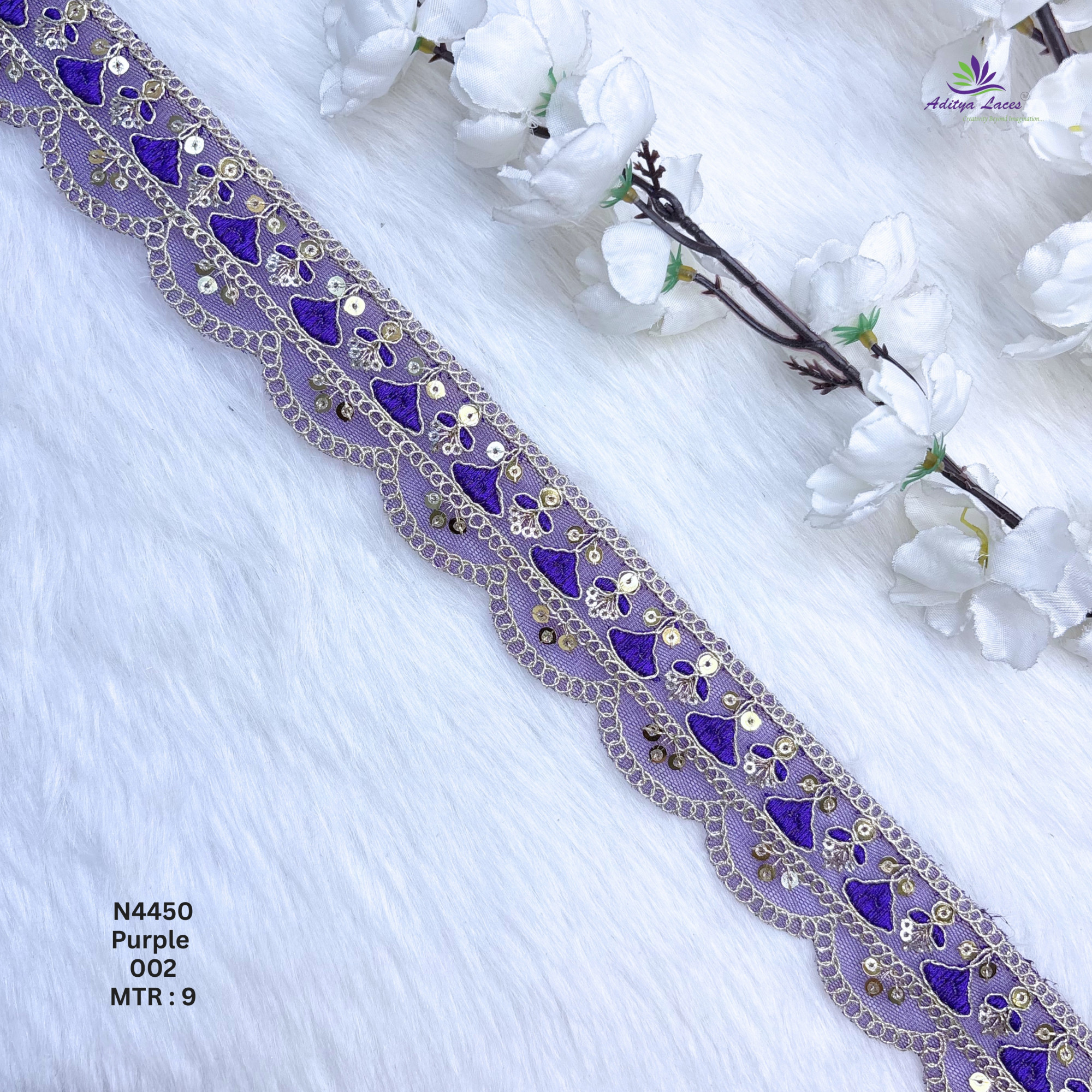 Premium Beaded Net Lace with Stone Embellishment Designer Saree Border Lace Bridal Ethnic Wear Lace Trim