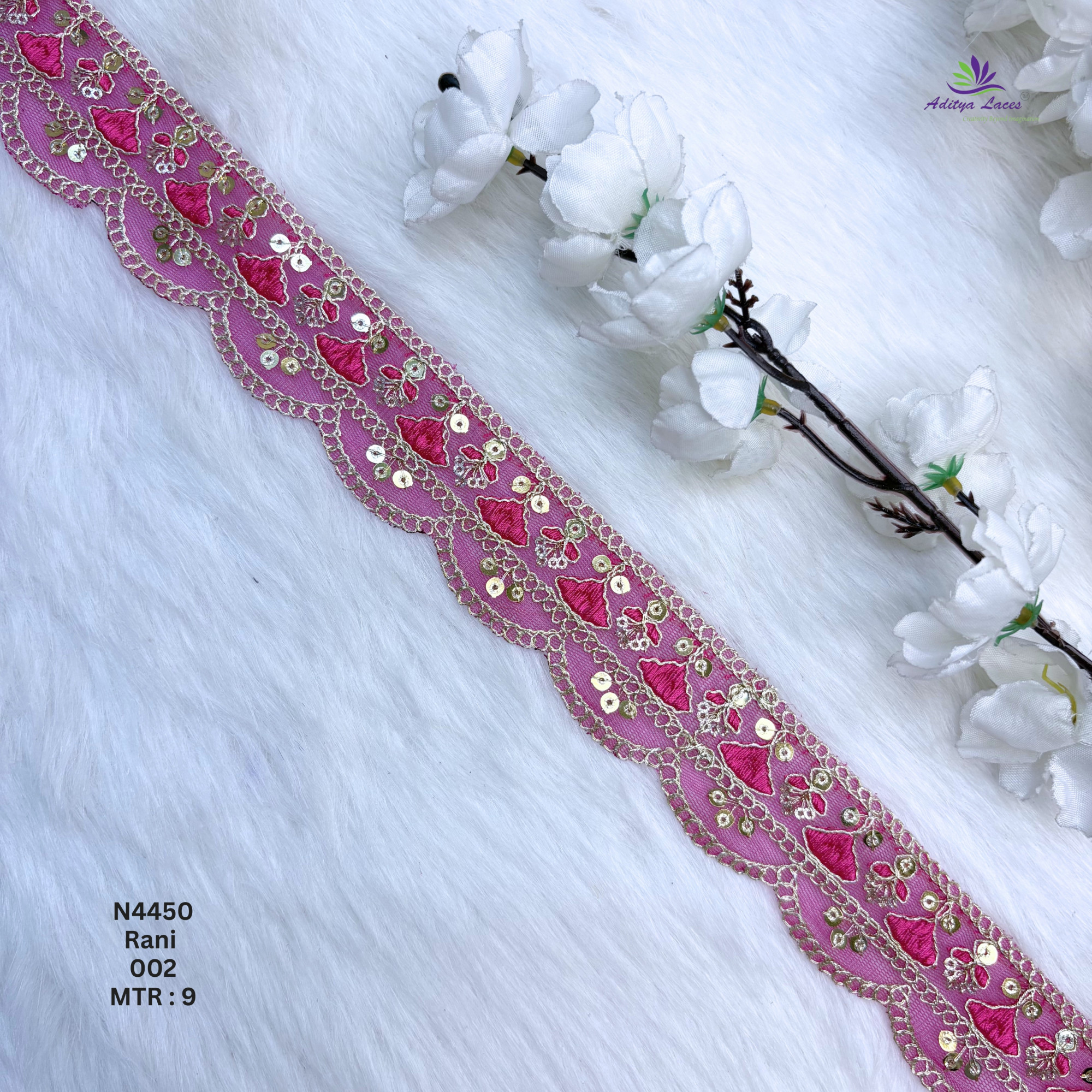 Premium Beaded Net Lace with Stone Embellishment Designer Saree Border Lace Bridal Ethnic Wear Lace Trim