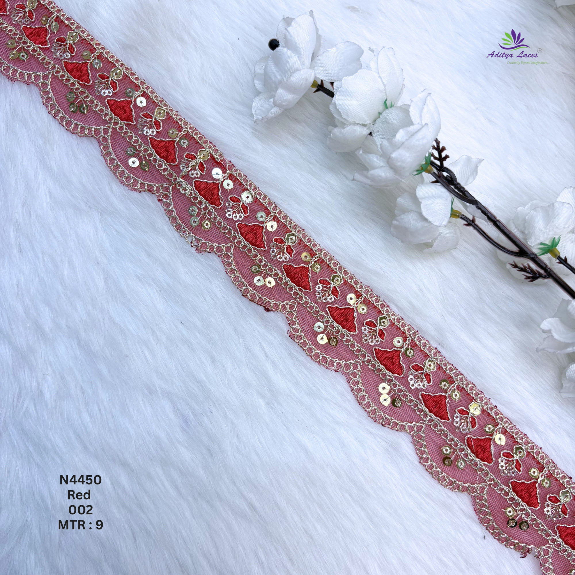Premium Beaded Net Lace with Stone Embellishment Designer Saree Border Lace Bridal Ethnic Wear Lace Trim
