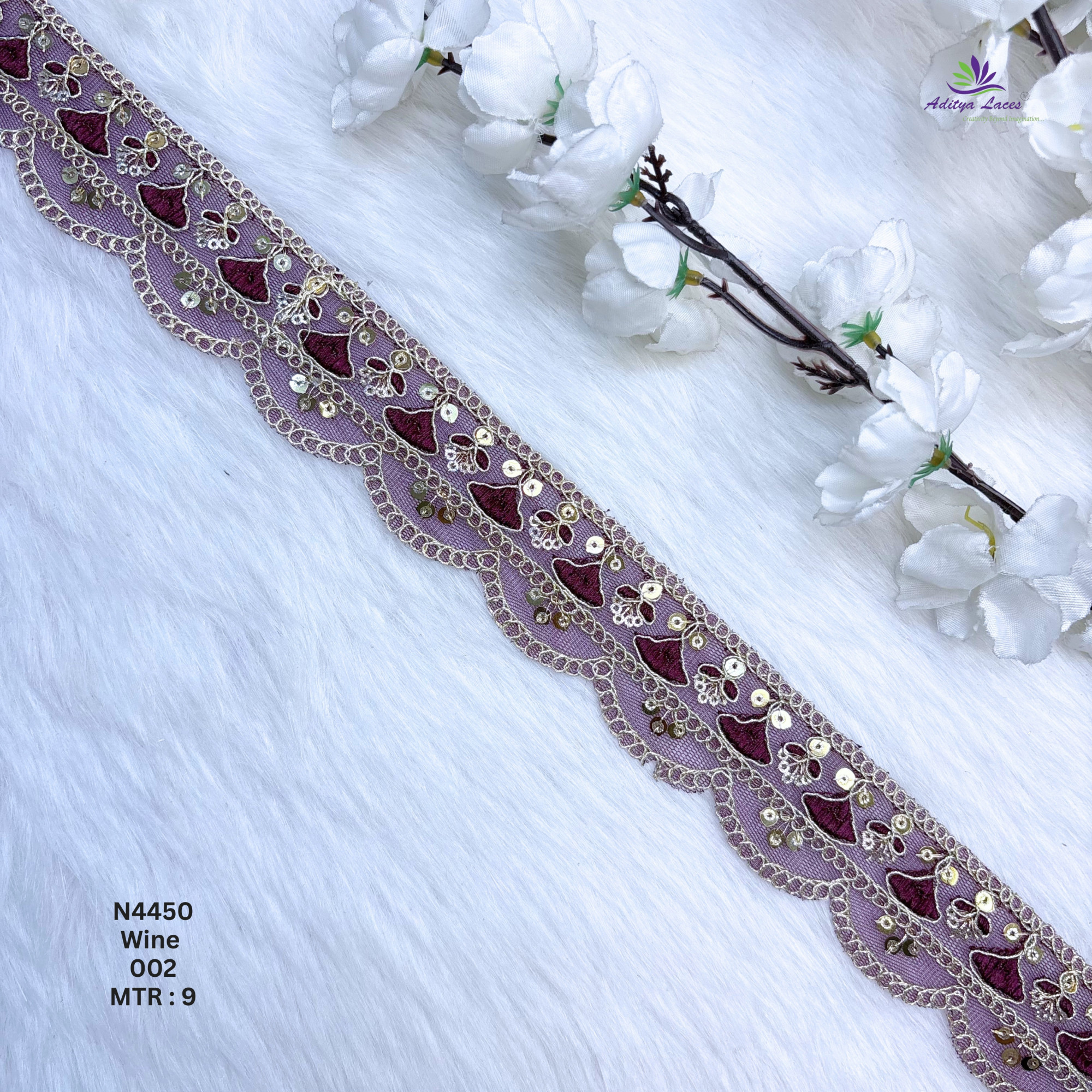 Premium Beaded Net Lace with Stone Embellishment Designer Saree Border Lace Bridal Ethnic Wear Lace Trim
