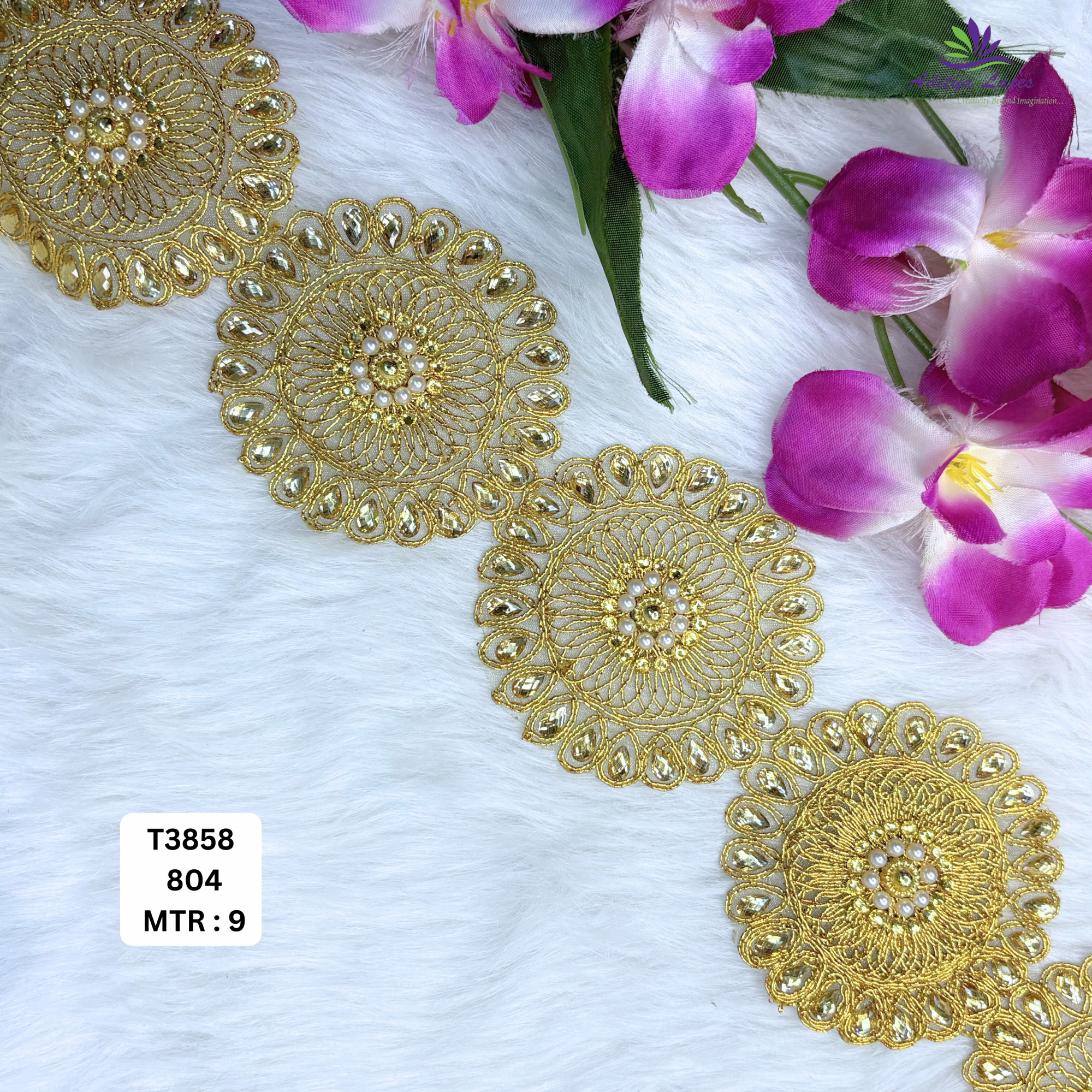Traditional Tissue Handwork Lace Border for Saree Bridal Ethnic Wear