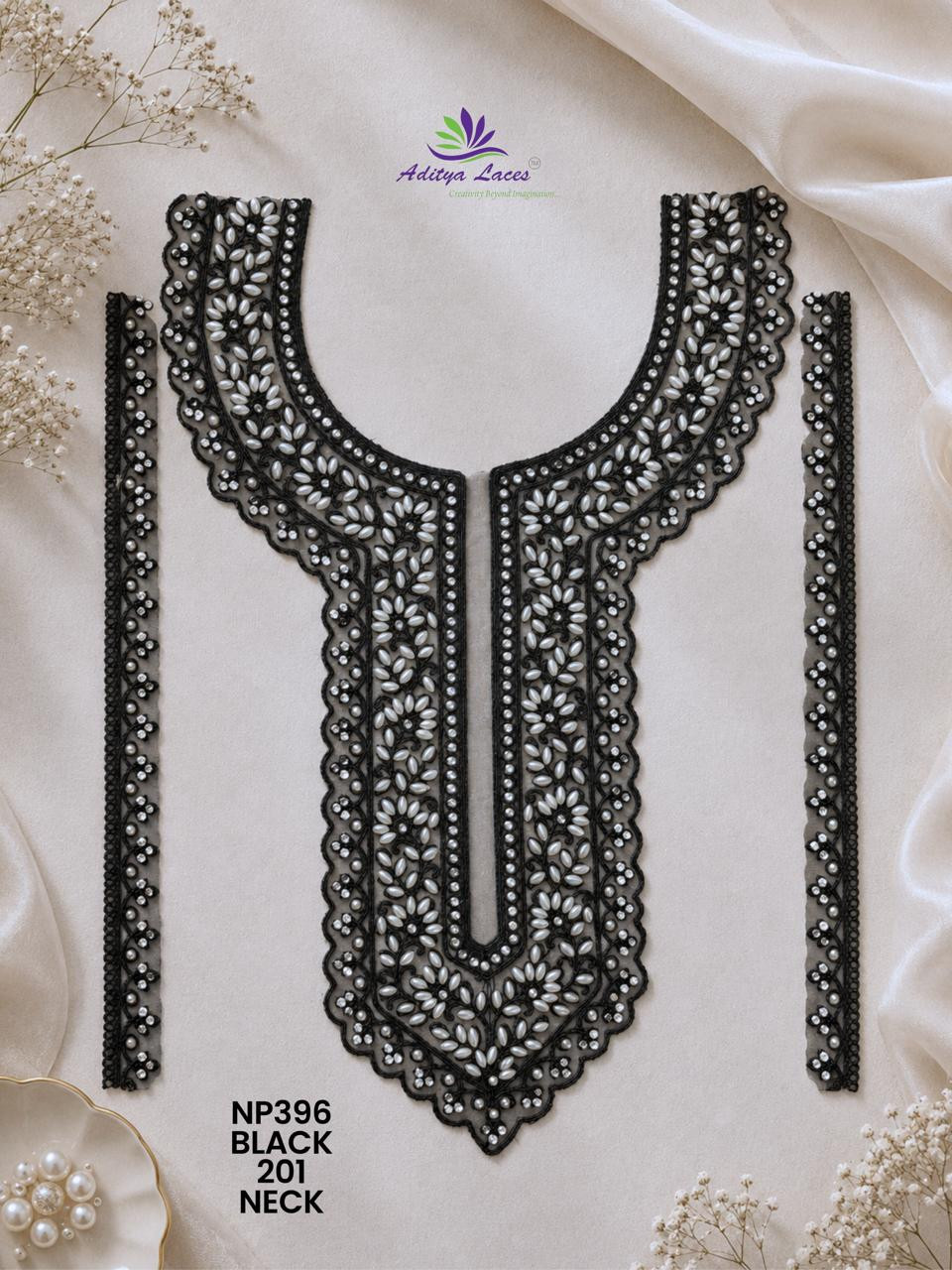 Premium U Shape Gold Palmate Neck Lace Patch with Pearl Beads Embroidery Designer Bridal Neckline Trim Garment Accessories
