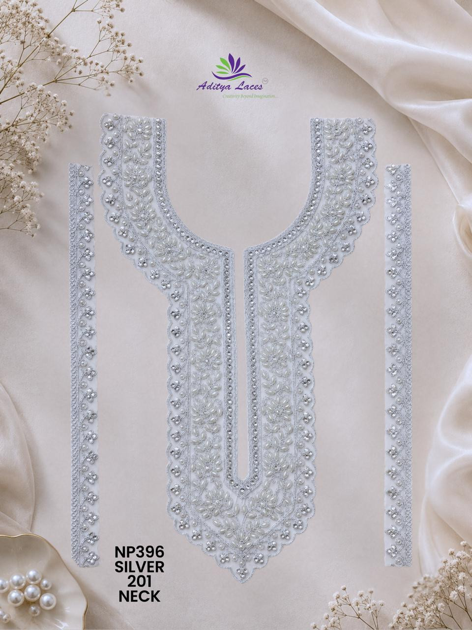 Premium U Shape Gold Palmate Neck Lace Patch with Pearl Beads Embroidery Designer Bridal Neckline Trim Garment Accessories