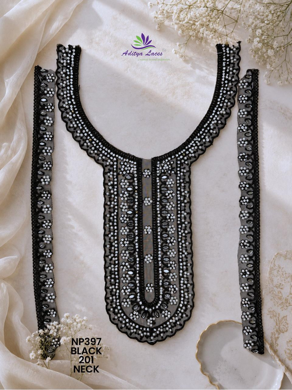 Palmate Beaded Embroidered Neck Lace Trim for Bridal Ethnic Fashion NECK