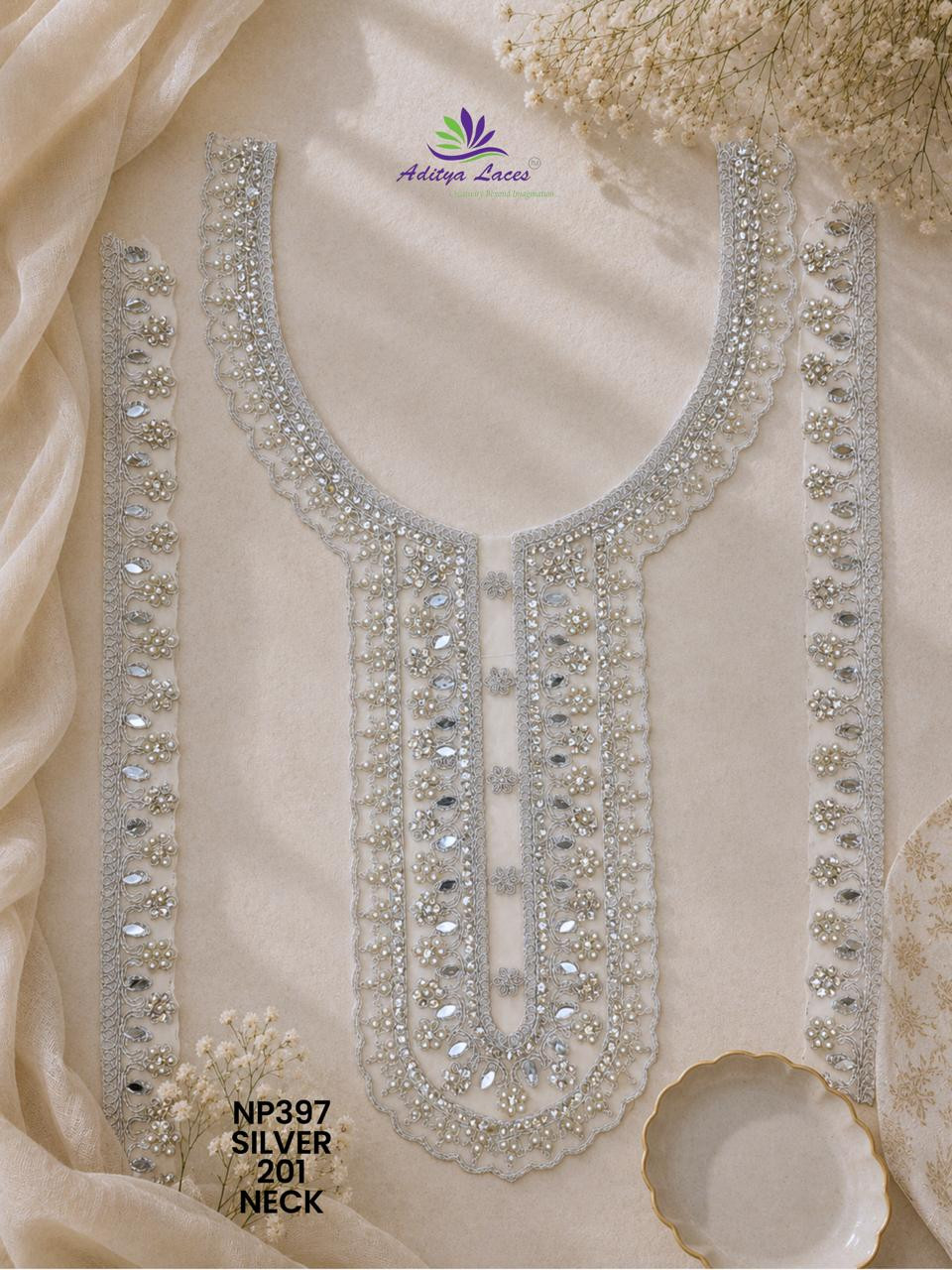 Palmate Beaded Embroidered Neck Lace Trim for Bridal Ethnic Fashion NECK